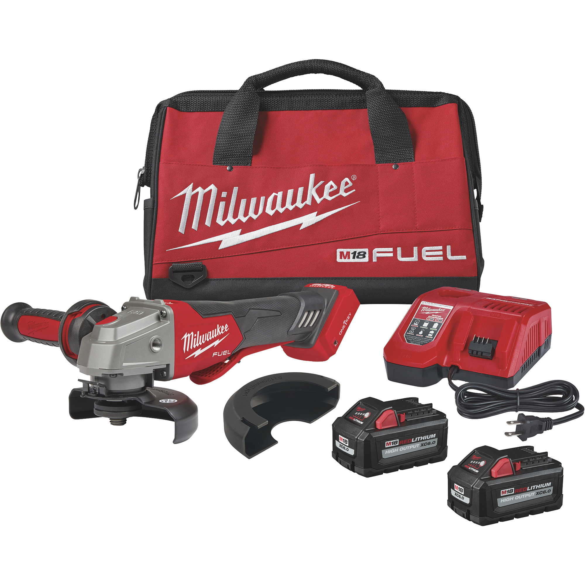 Milwaukee M18 FUEL 4-1/2Inch/5Inch Braking Grinder with One-Key Paddle Switch, No Lock, 2 Batteries, Model 2882-22