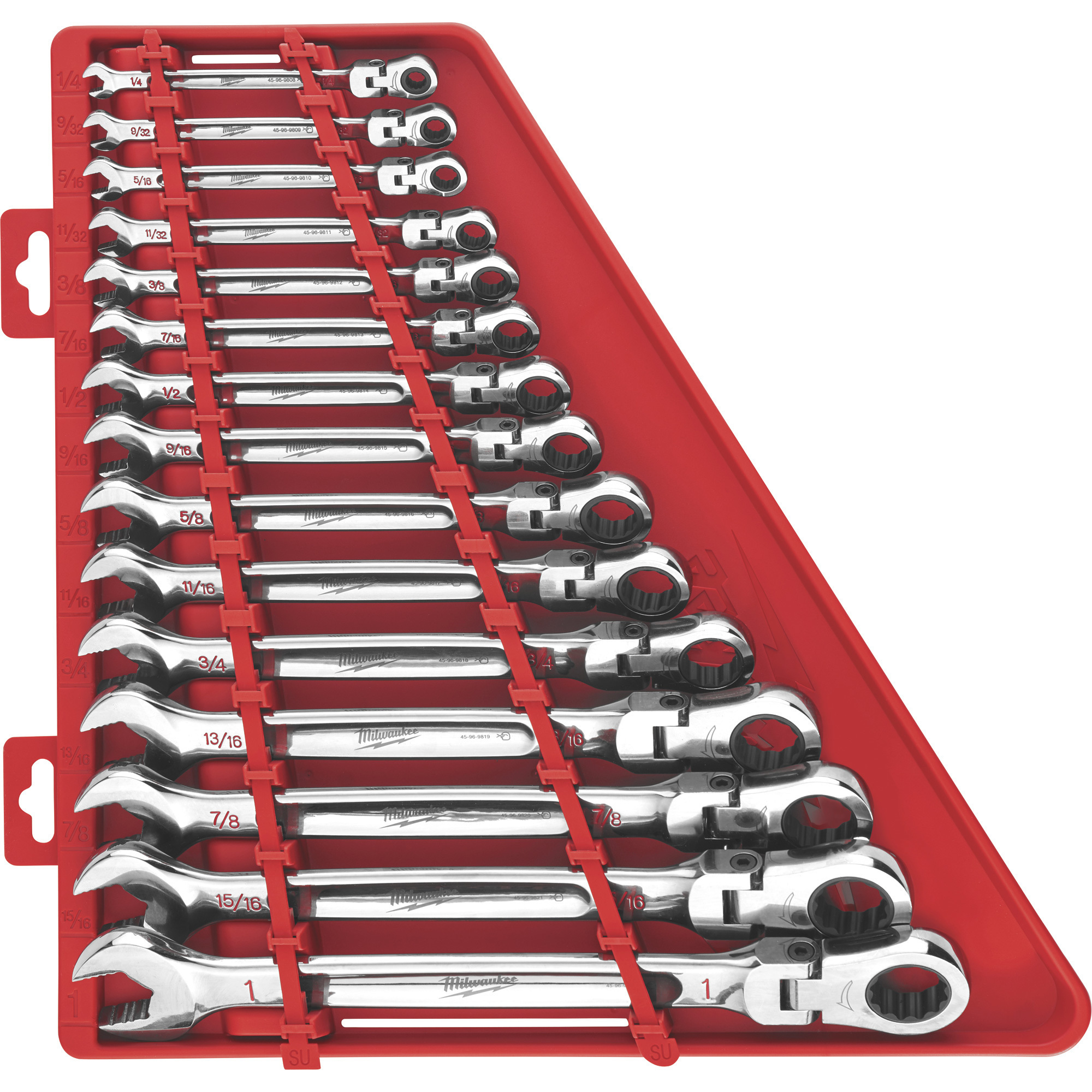 Milwaukee Flex Head Ratcheting Combination Wrench Set, 15-Piece, SAE, Model 48-22-9413