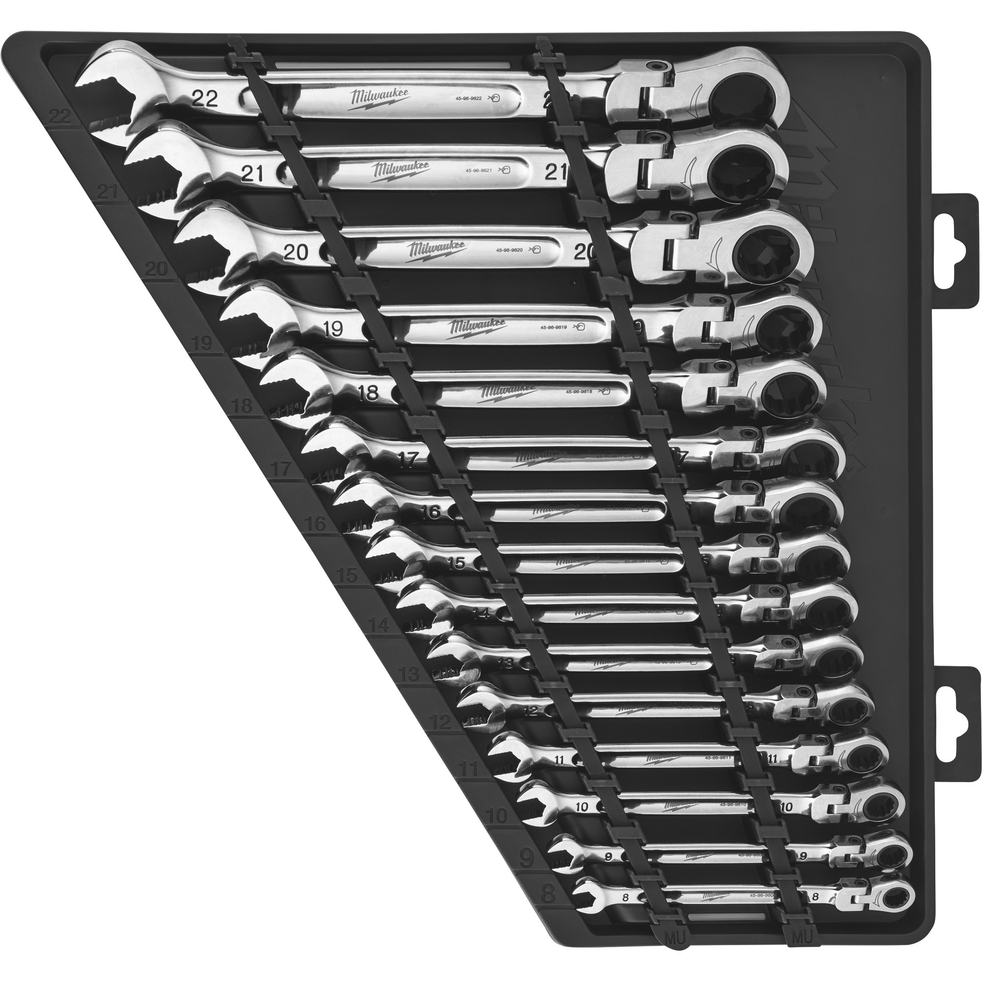 Milwaukee Flex Head Ratcheting Combination Wrench Set, 15-Piece, Metric, Model 48-22-9513