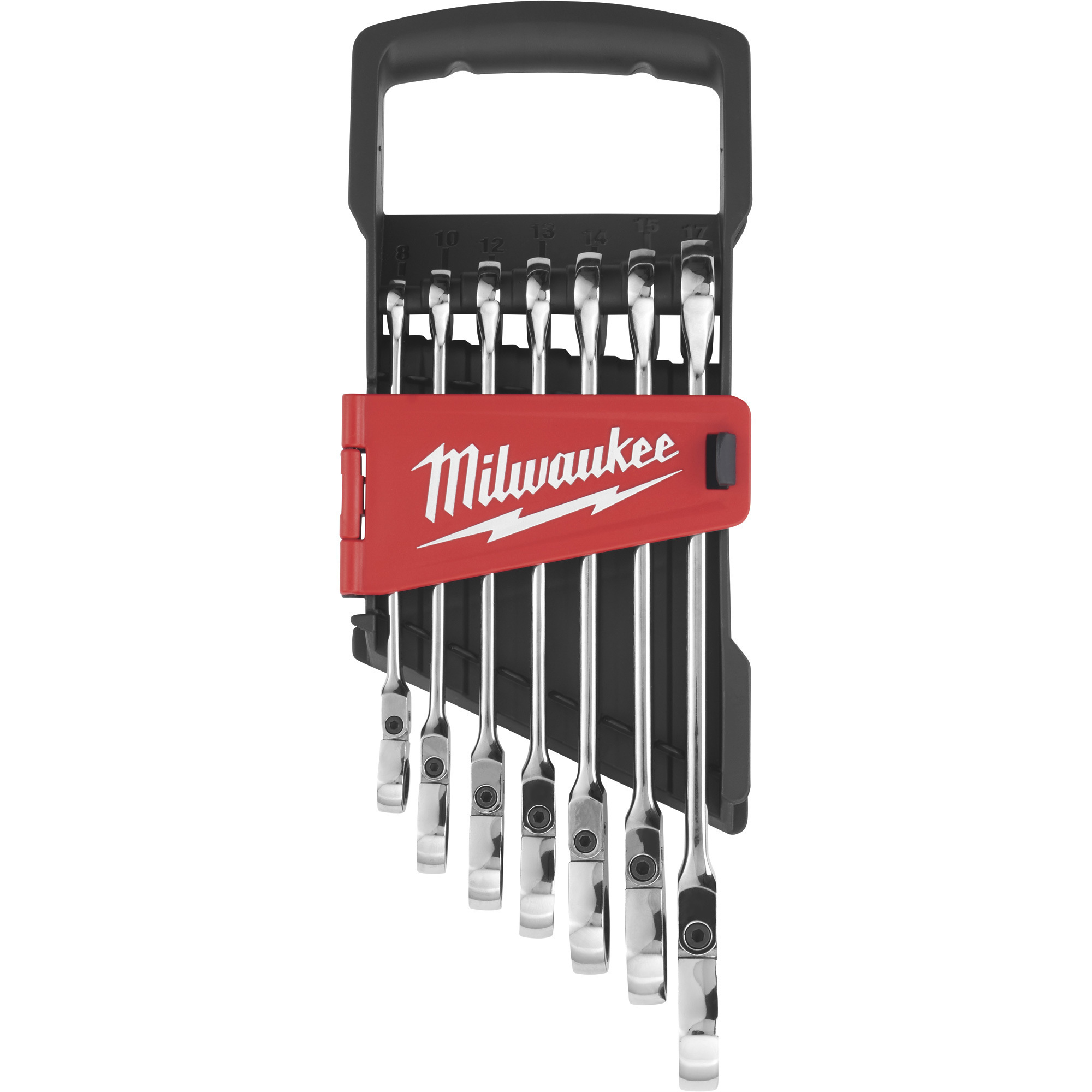 Flex Head Ratcheting Combination Wrench Set — 7-Piece, Metric, Model - Milwaukee 48-22-9529