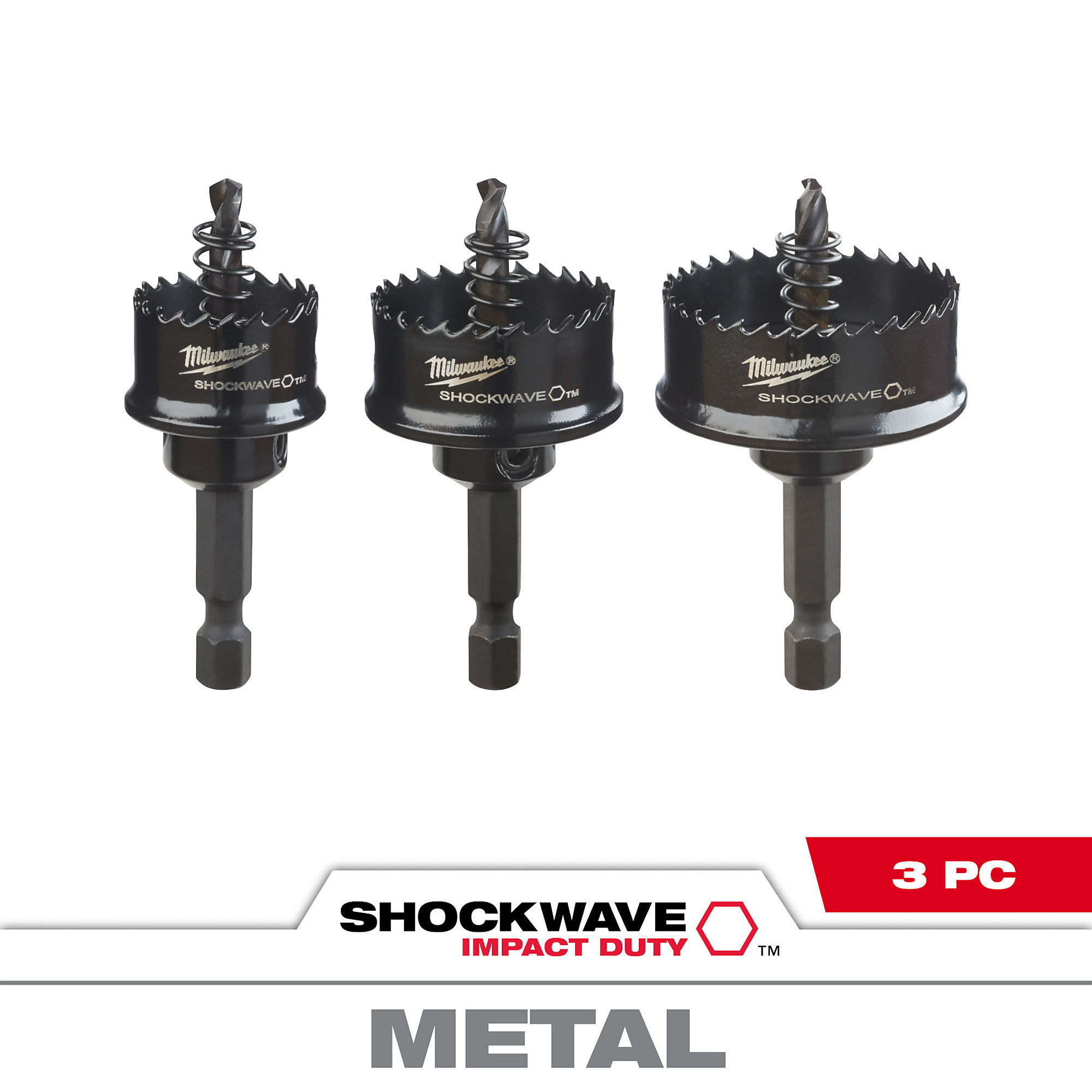 Milwaukee Shockwave Impact Duty Hole Saw Kit, 3-Piece, Model 49-22-4800