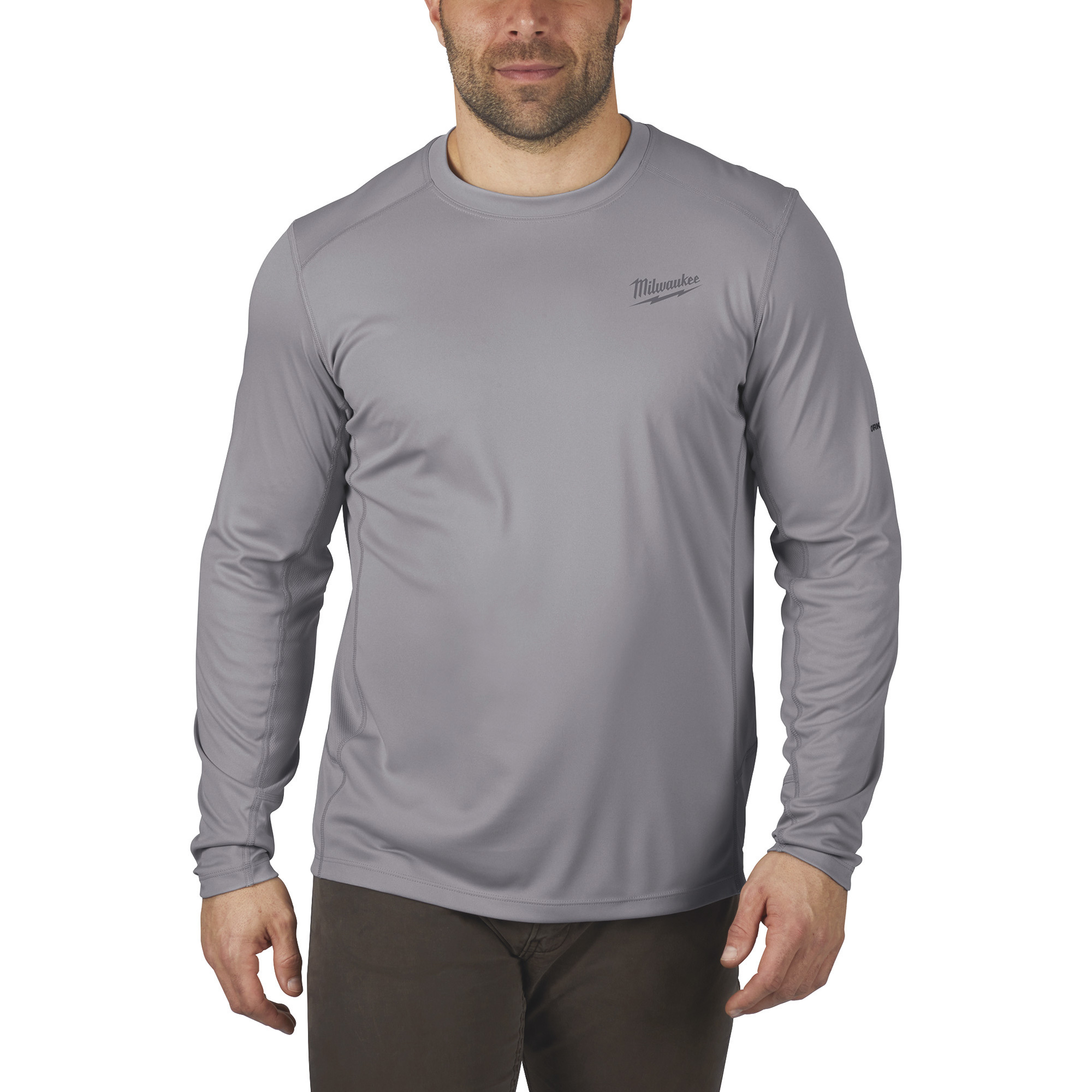 Milwaukee Men's WORKSKIN Lightweight Long-Sleeve Base Layer Shirt, Gray, Large, Model 415G-L