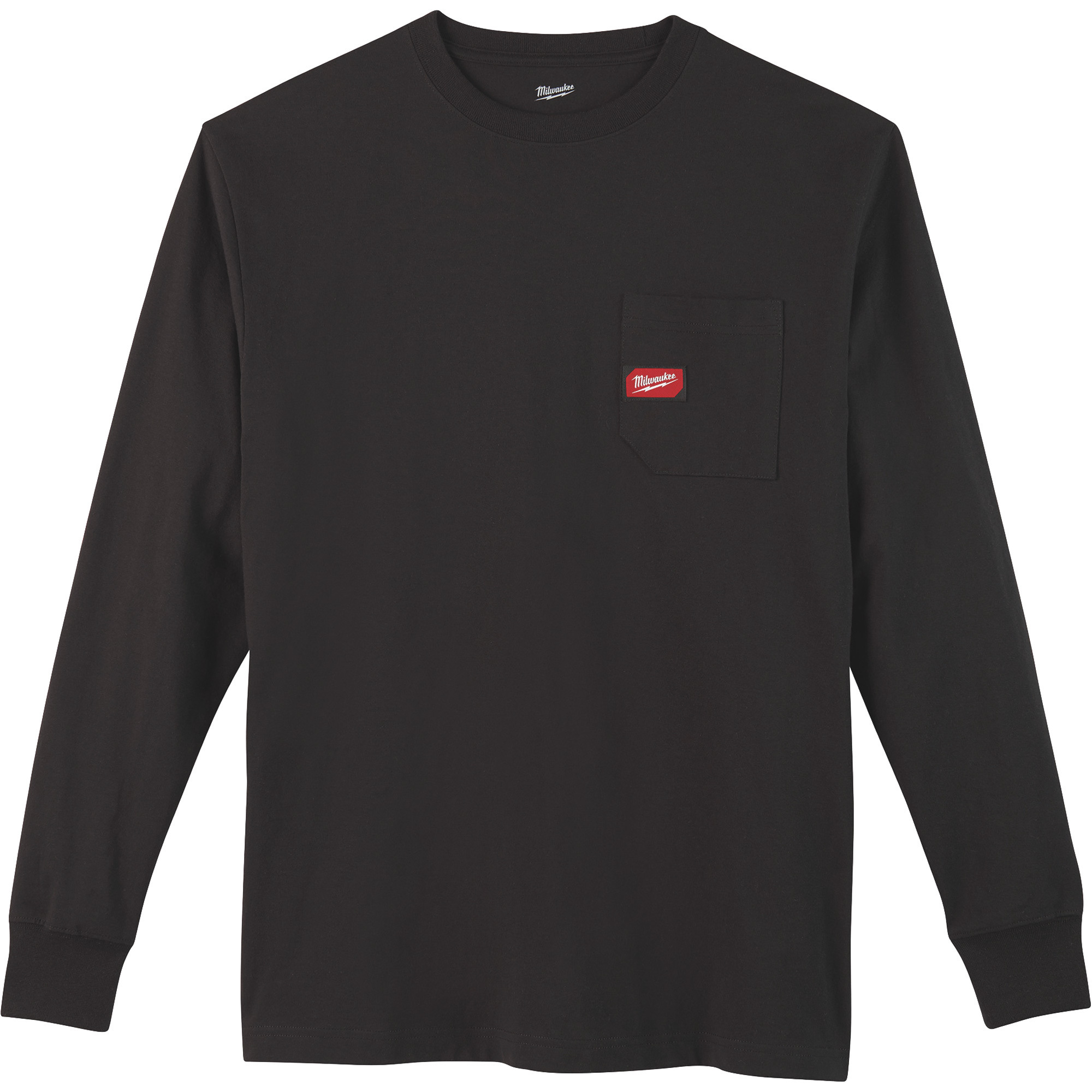 Milwaukee Men's Heavy-Duty Long-Sleeve Pocket T-Shirt, Black, Large, Model 602B-L