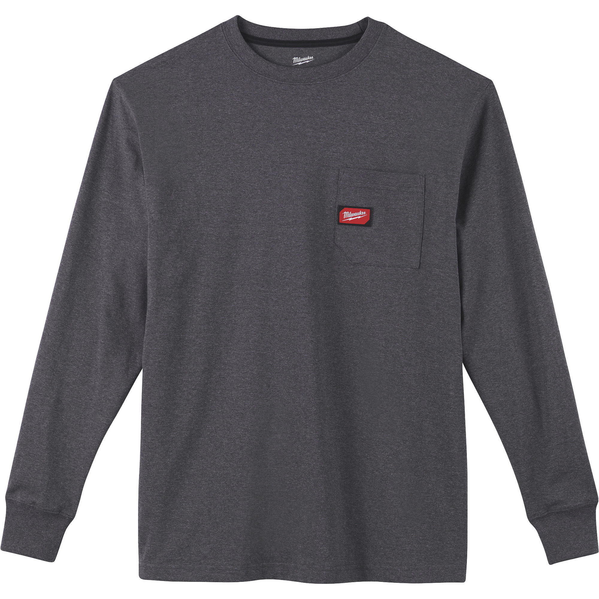 Milwaukee Men's Heavy-Duty Long-Sleeve Pocket T-Shirt, Gray, Large, Model 602G-L