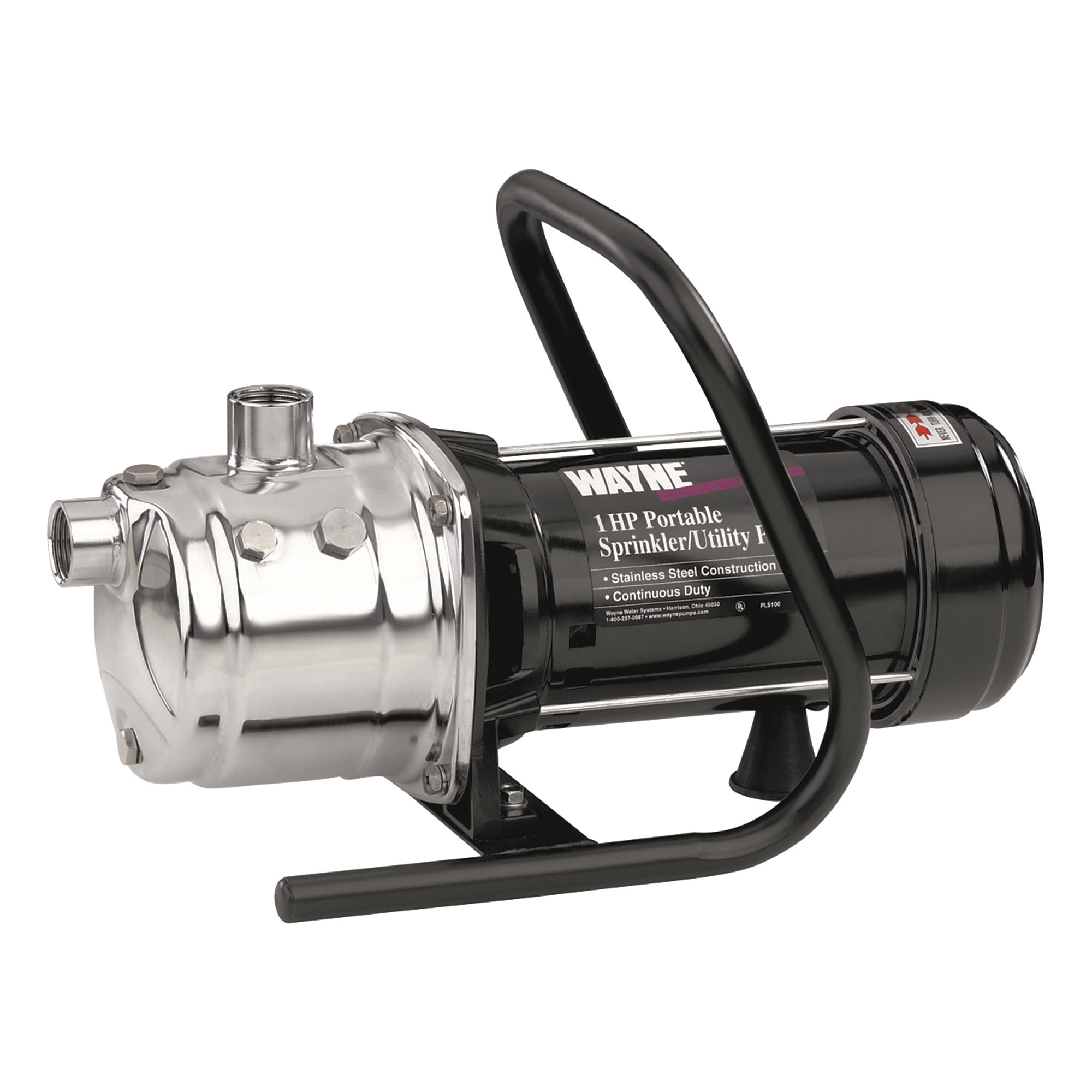 Wayne Stainless Steel Self-Priming Utility/Sprinkler Booster Water Pump â 720 GPH, 1 HP, 1Inch, Model PLS100