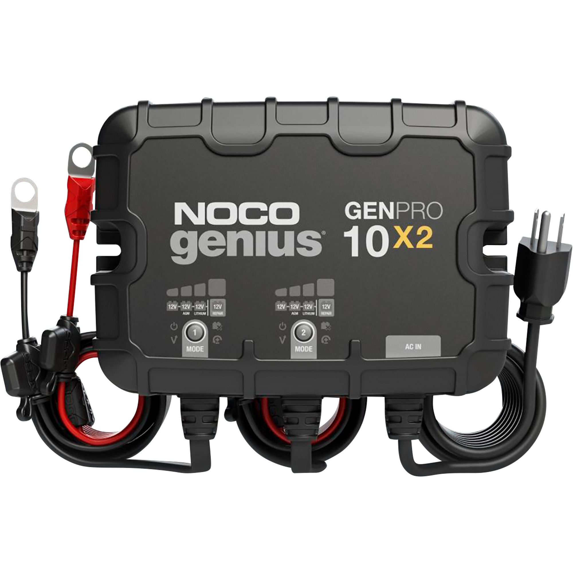 Noco Genius Onboard Battery Charger/Maintainer/Desulfator â 2 Banks, 20 Amps, Model GENPRO10X2