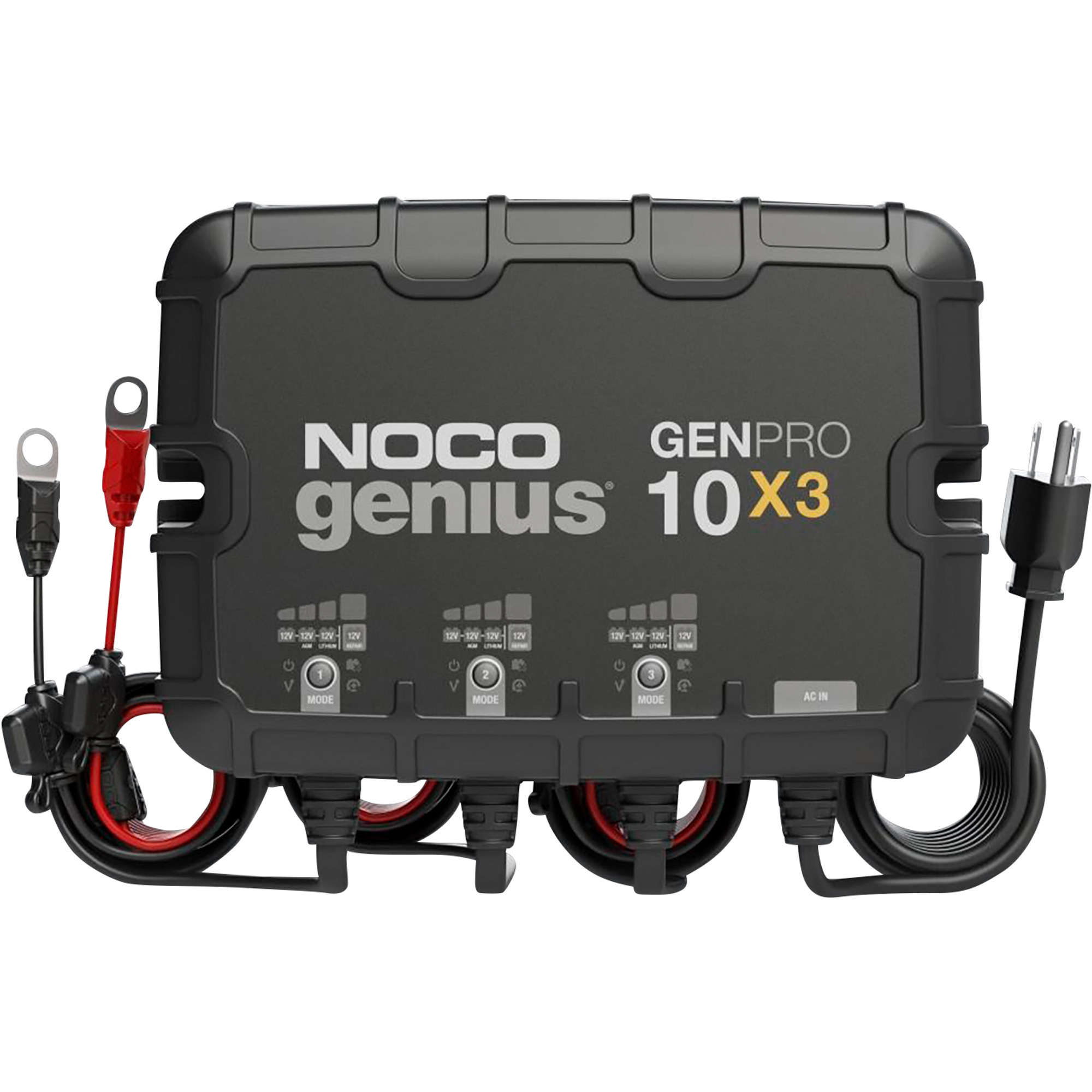 Noco Genius Onboard Battery Charger/Maintainer/Desulfator â 3 Banks, 30 Amps, Model GENPRO10X3