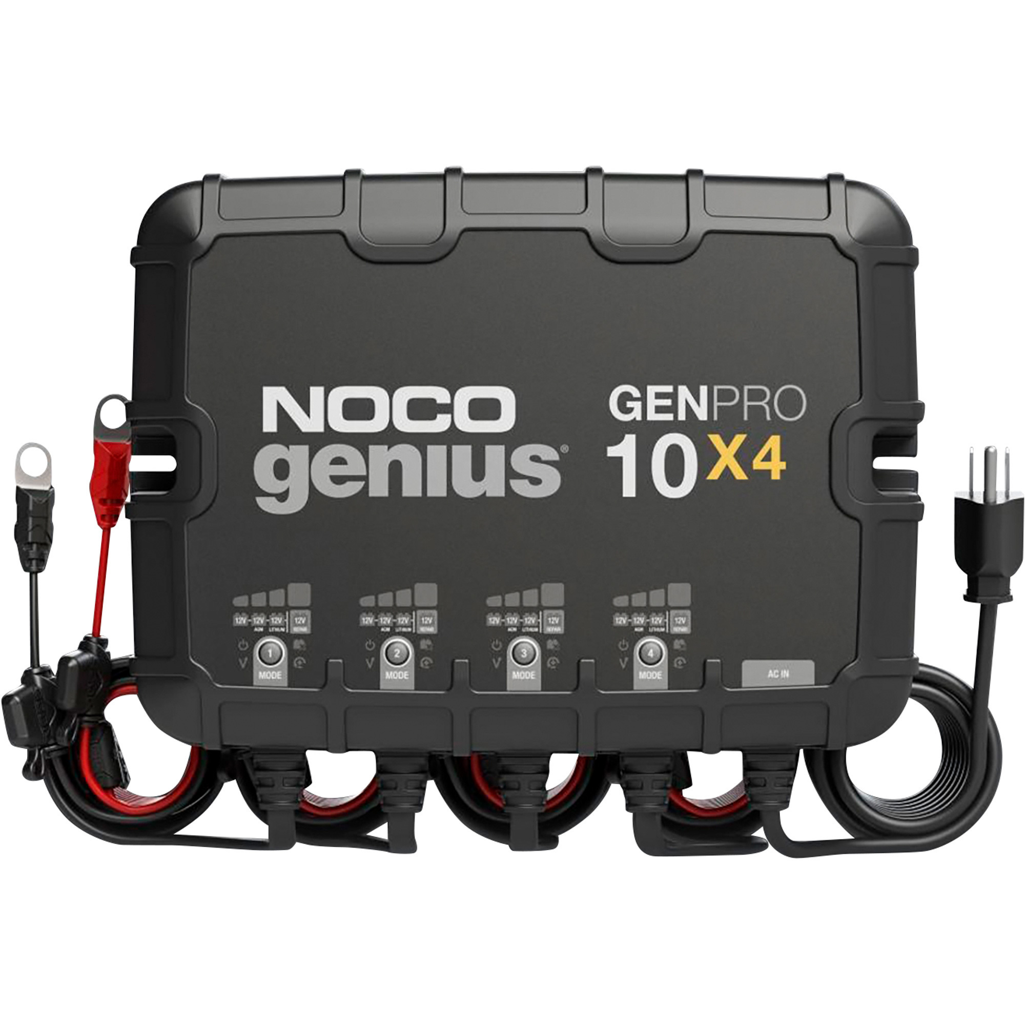 Noco Genius Onboard Battery Charger/Maintainer/Desulfator â 4 Banks, 20 Amps, Model GENPRO10X4