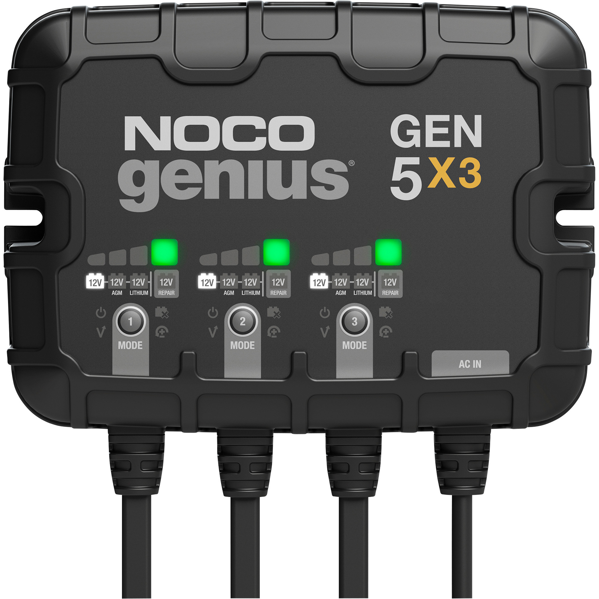 Noco Genius Onboard Battery Charger/Maintainer/Desulfator â 3 Banks, 15 Amps, Model GEN5X3