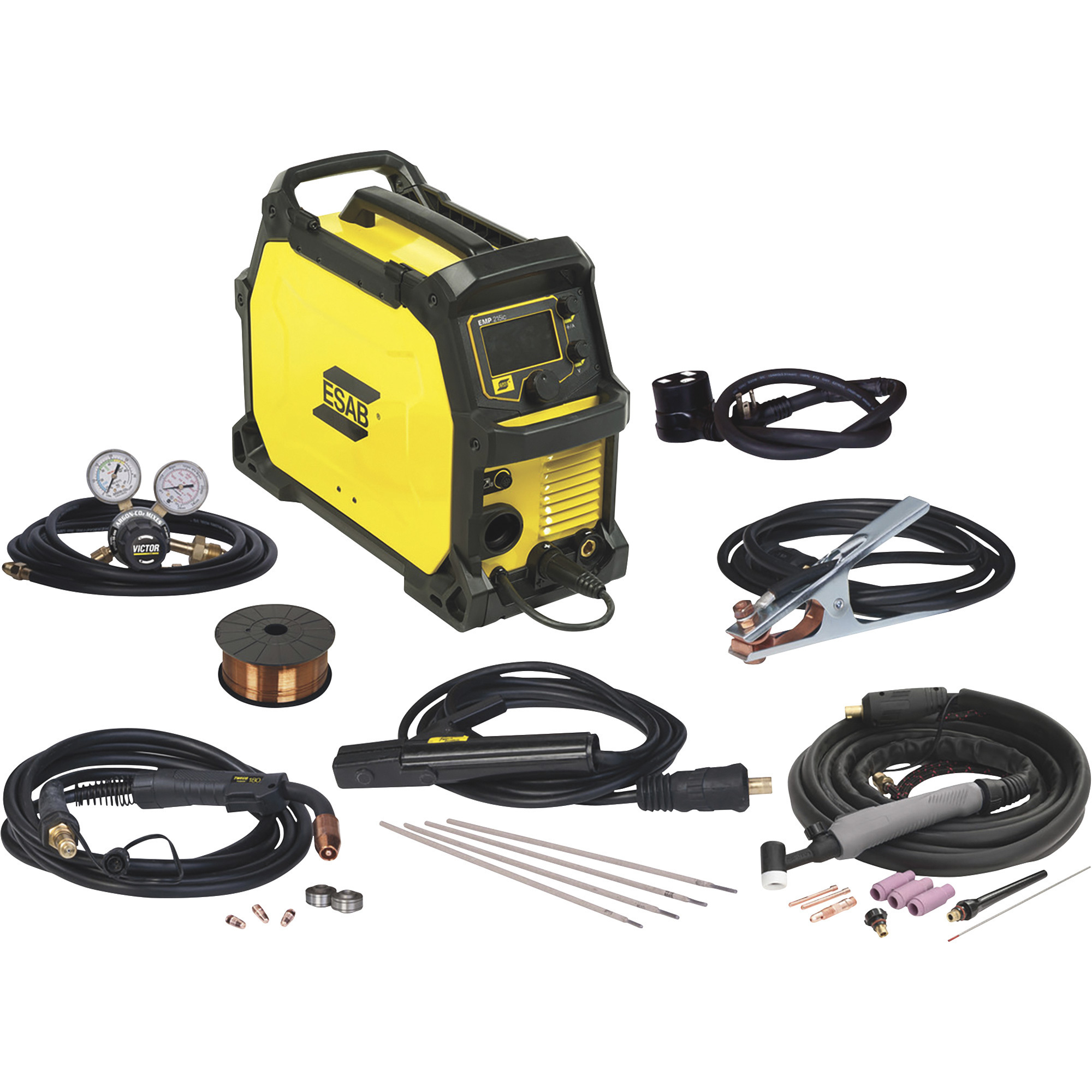 ESAB Rebel EMP 215ic Multi-Voltage MIG/Stick/TIG Welder â 120/230 Volts, 5â240 Amp Output, Model 0558102240