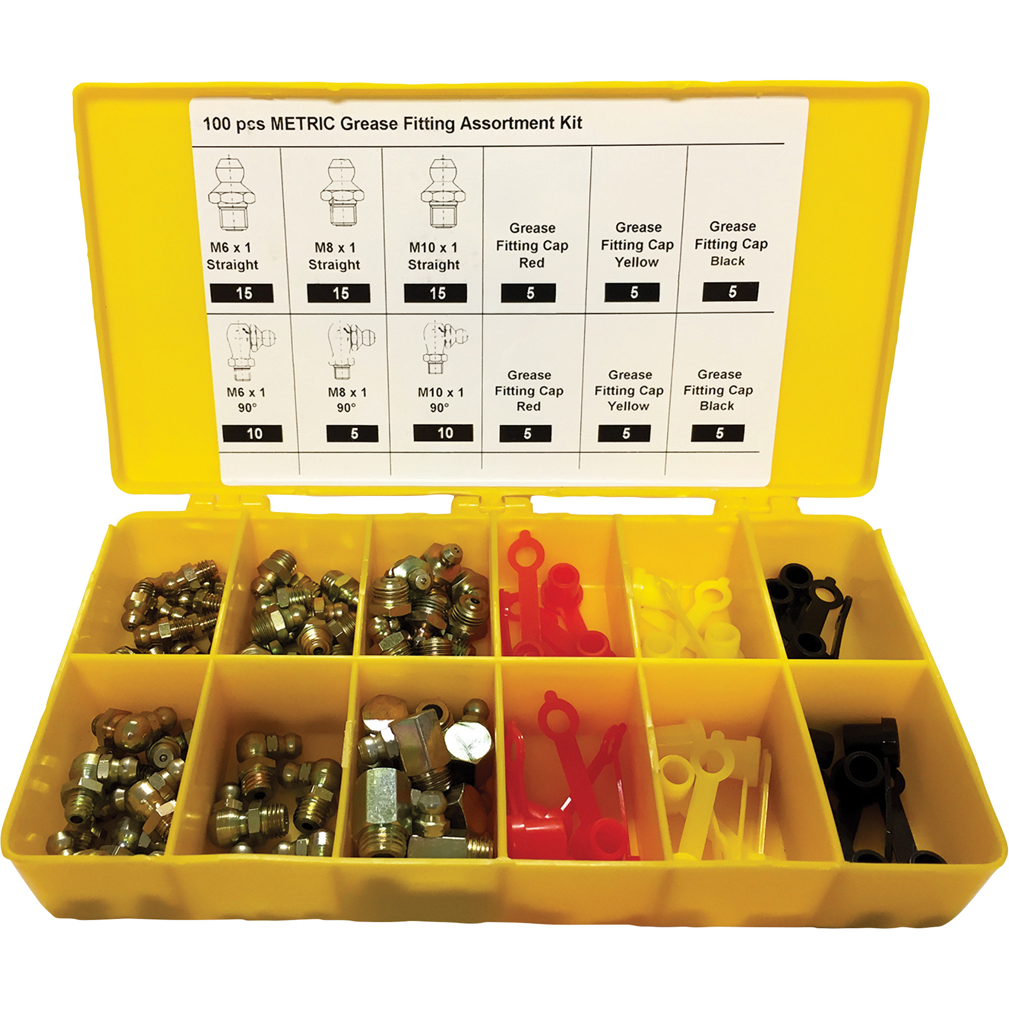 Zee Line Metric Grease Fitting Kit, 100-Piece, Model ZE10066M