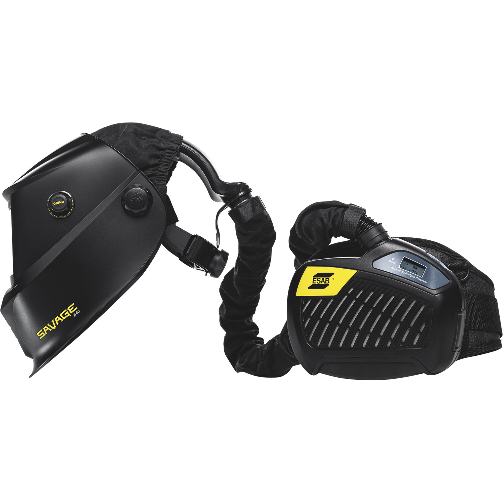 ESAB Freezone Savage A40 PAPR Welding Helmet with Grind Mode and Filter/Blower System â Solid Black, Model 0700002400