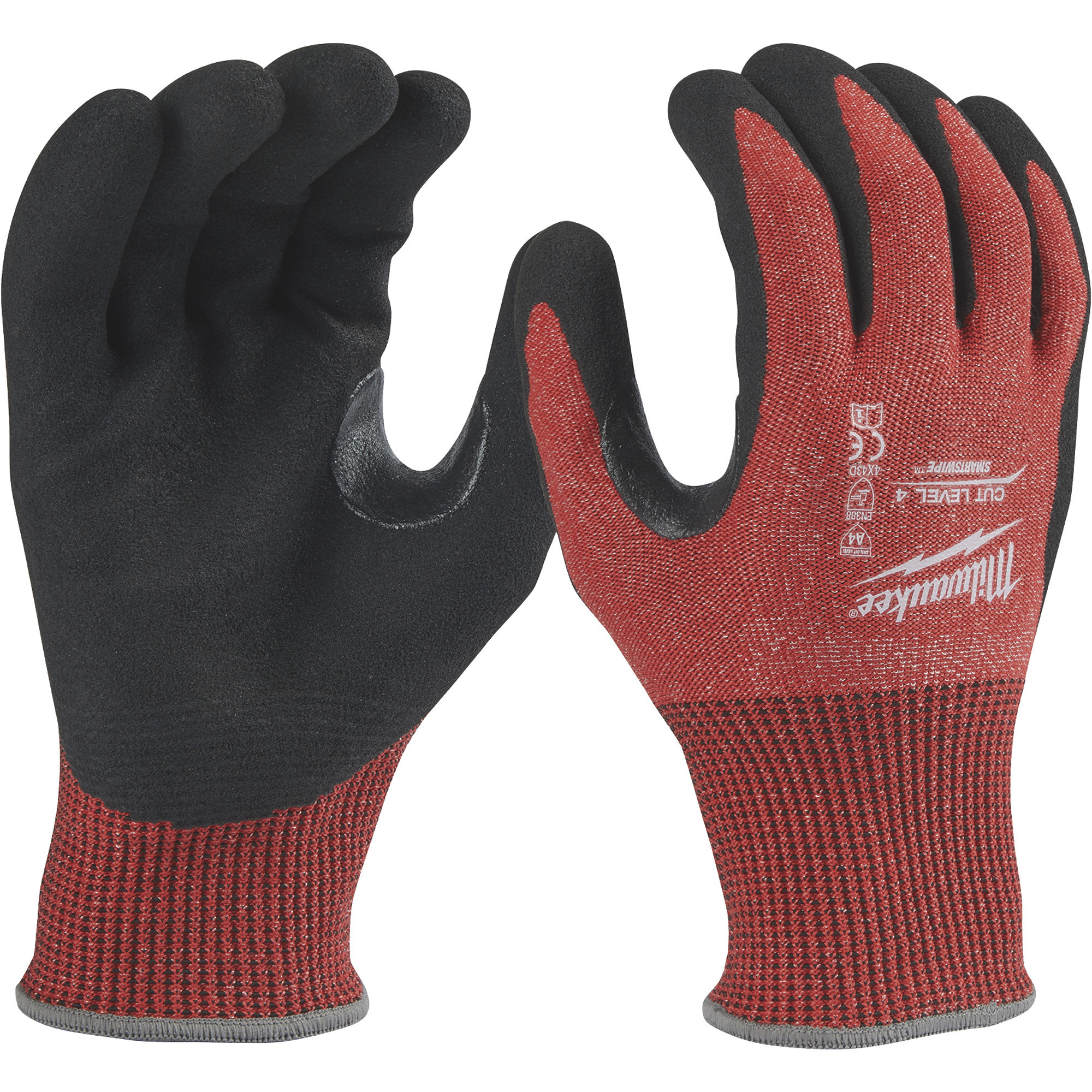 Milwaukee Cut-Resistant Level 4 Nitrile-Dipped Gloves, 1 Pair, Red/Black, XL, Model 48-22-8948