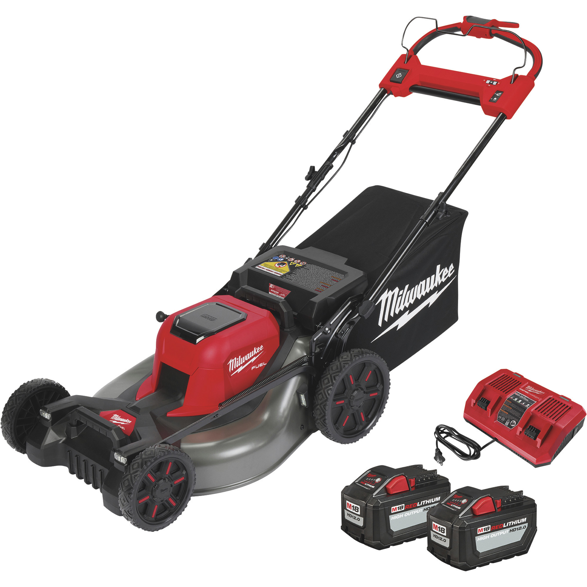 Milwaukee M18 FUEL Self-Propelled Dual Battery Cordless Lawn Mower Kit, 21Inch Deck, Includes Two 12.0 Ah Battery Packs and M18 Dual Bay Rapid Charger