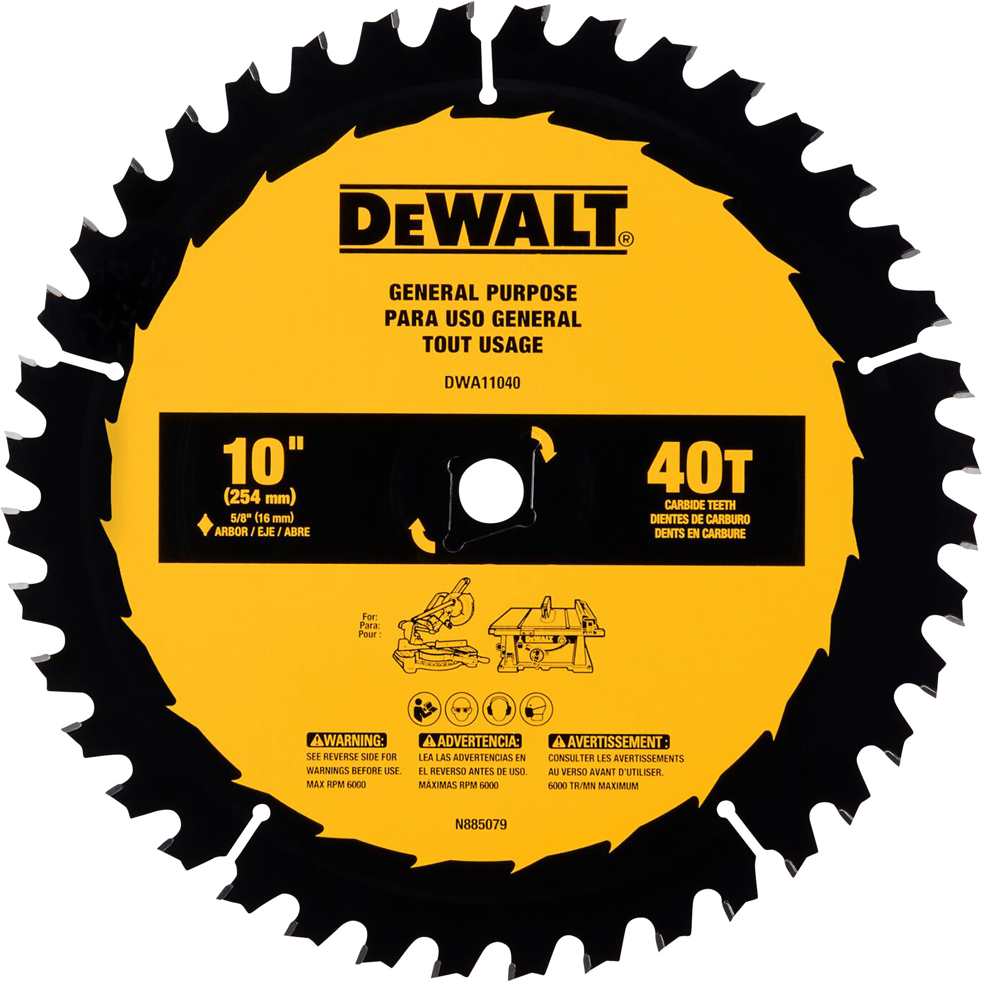 DEWALT 10Inch 40T Miter Saw Blade, Model DWA11040