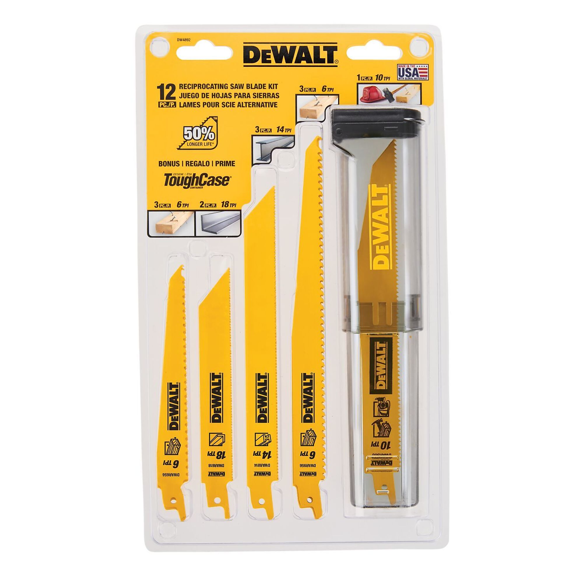 DEWALT Reciprocating Saw Blade Set, 12-Piece, Model DW4892