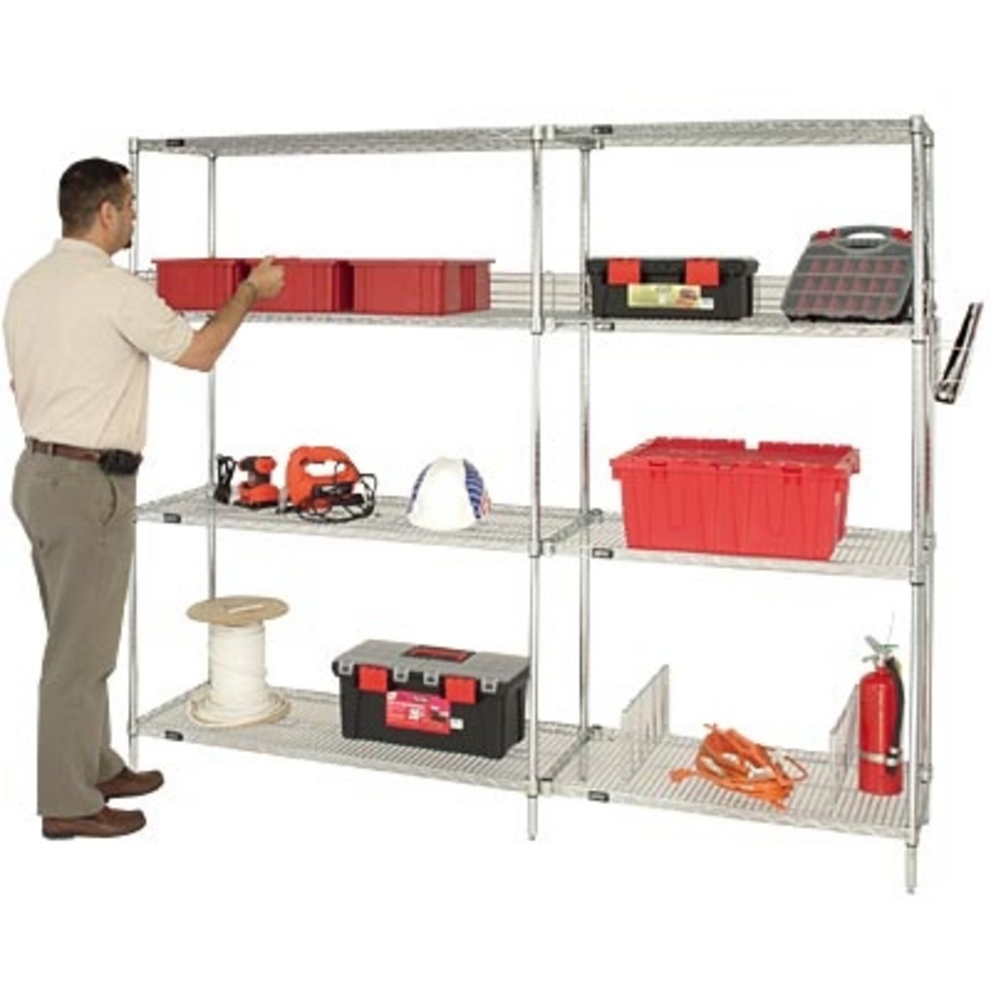 Quantum Chrome Wire Shelving Starter Kit, 36Inch W x 14Inch D x 63Inch H, Model WR63-1436C