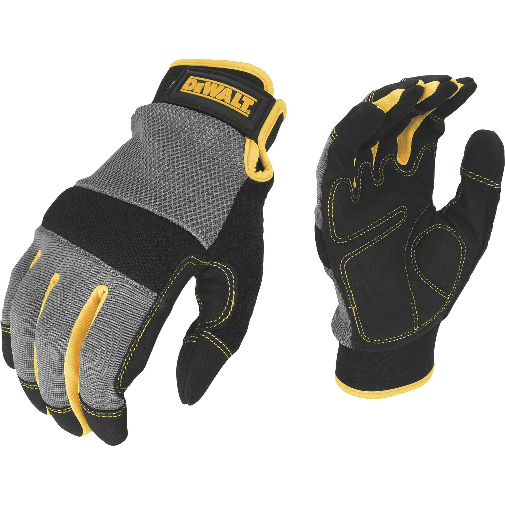 DEWALT Men's Foam Padded Performance Mechanic's Gloves â Gray/Black/Yellow, Large, Model DPG211L