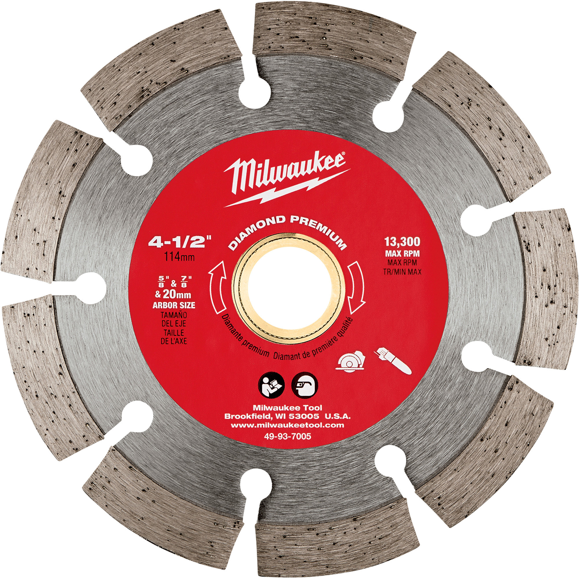 Milwaukee 4 1/2Inch Diamond Premium Segmented Blade, Model 49-93-7005