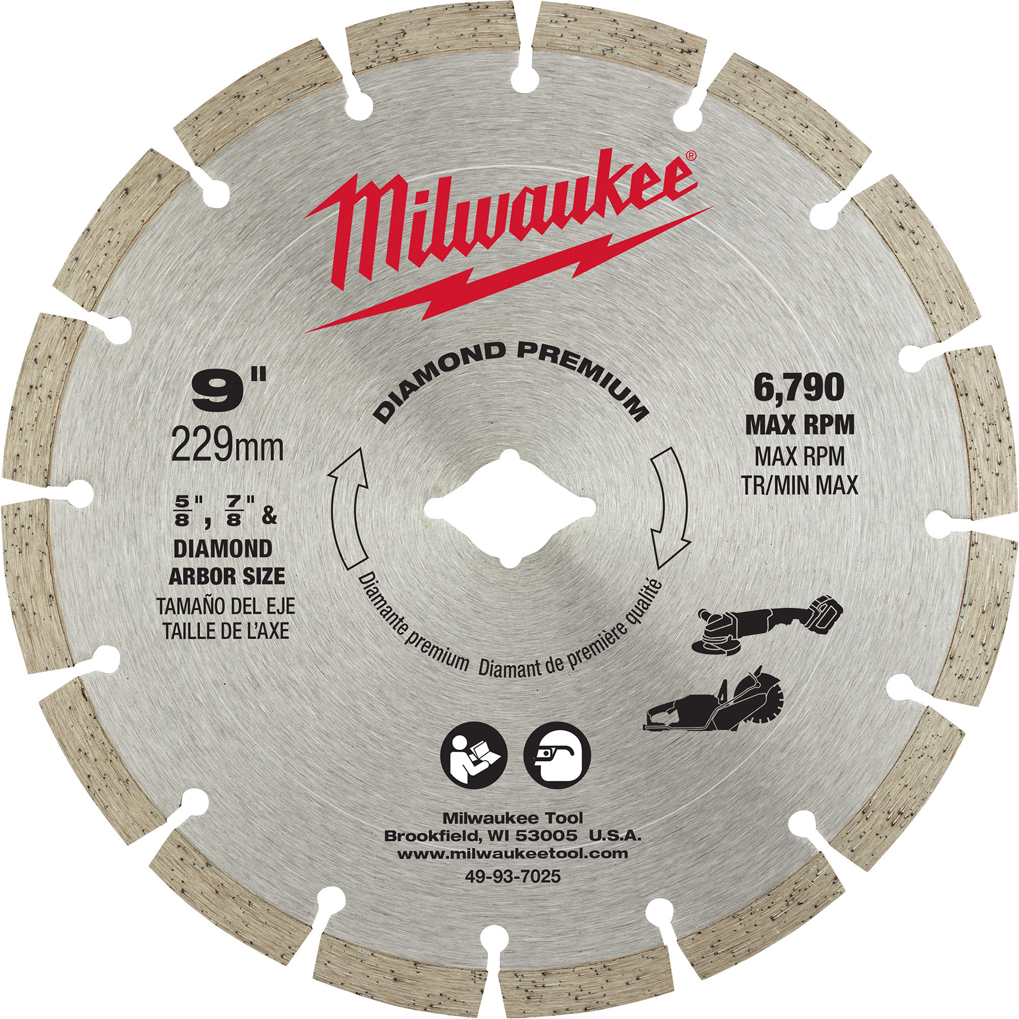 Milwaukee 9Inch Diamond Premium Segmented Blade, Model 49-93-7025