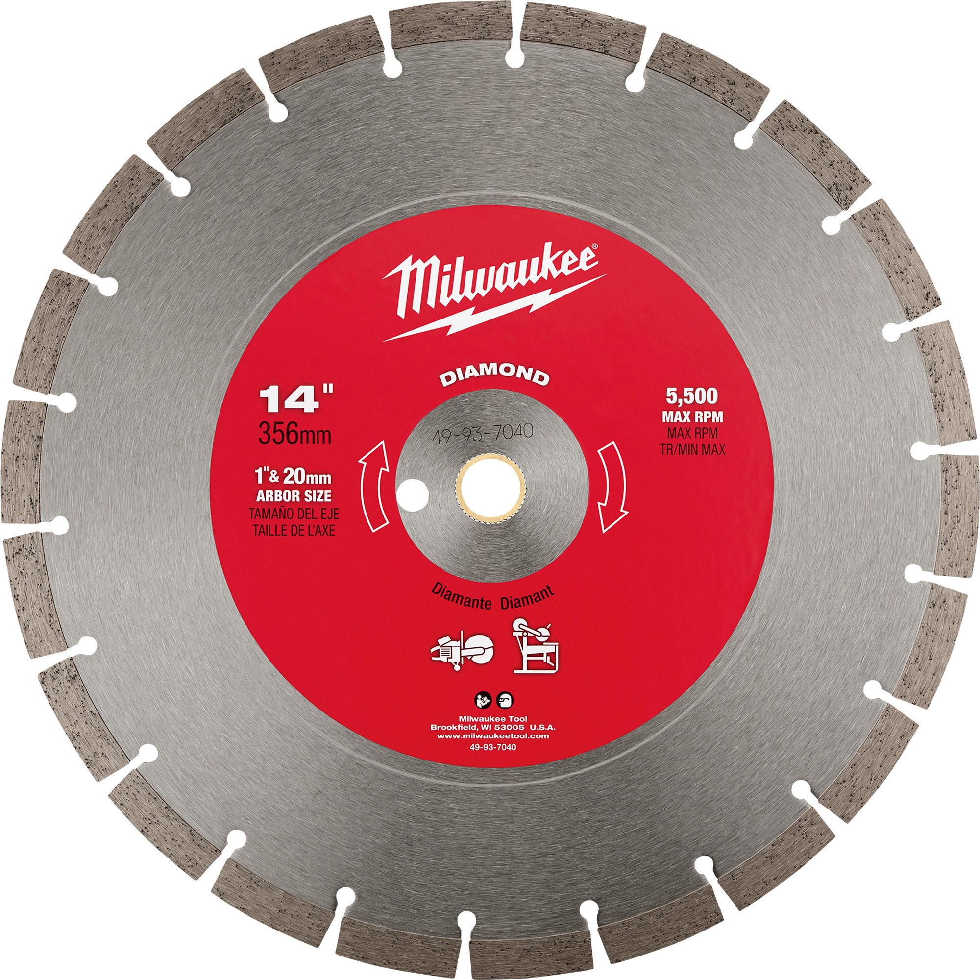 Milwaukee 14Inch Diamond Segmented Blade, Model 49-93-7040