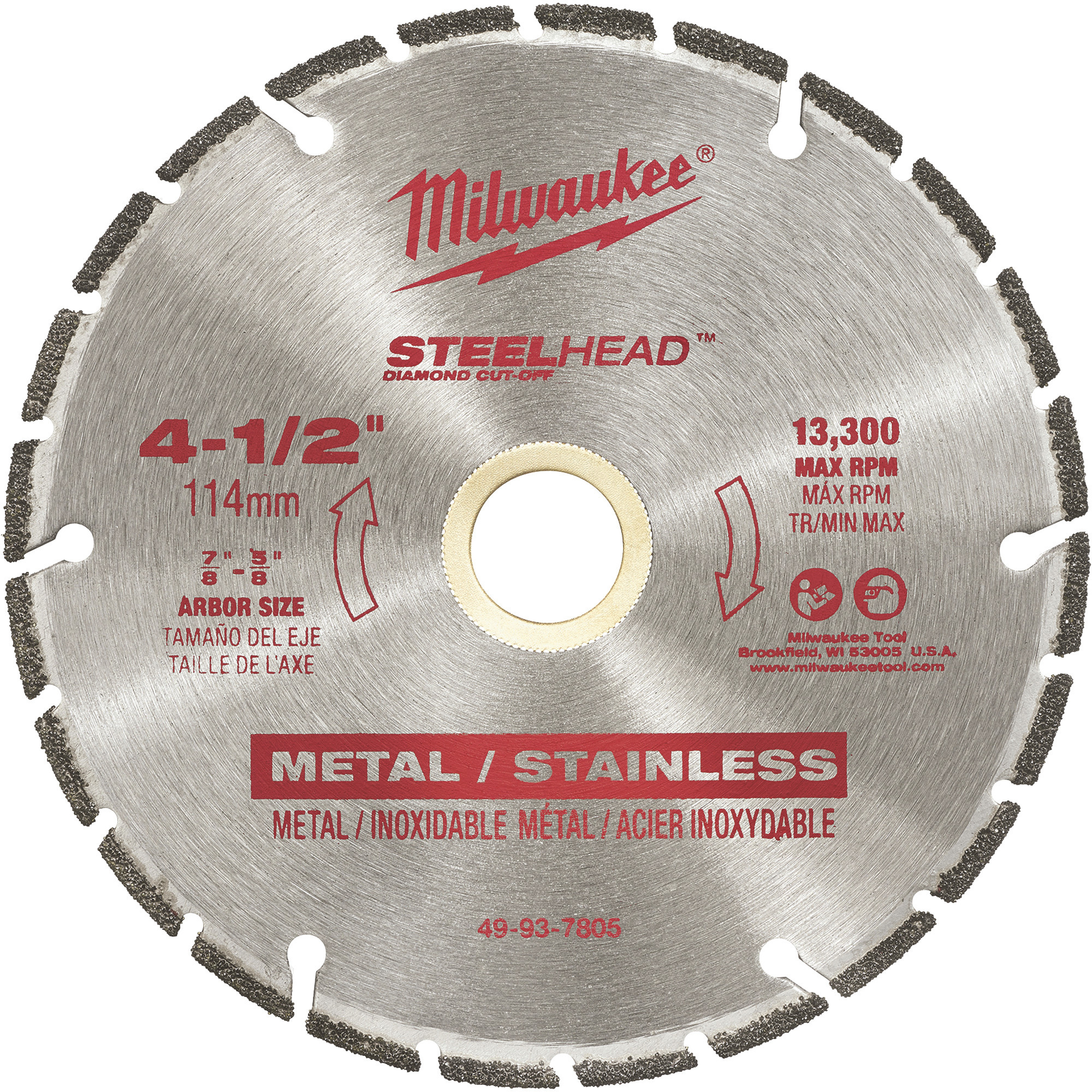 Milwaukee 4 1/2Inch SteelHead Diamond Cutoff Blade, Model 49-93-7805