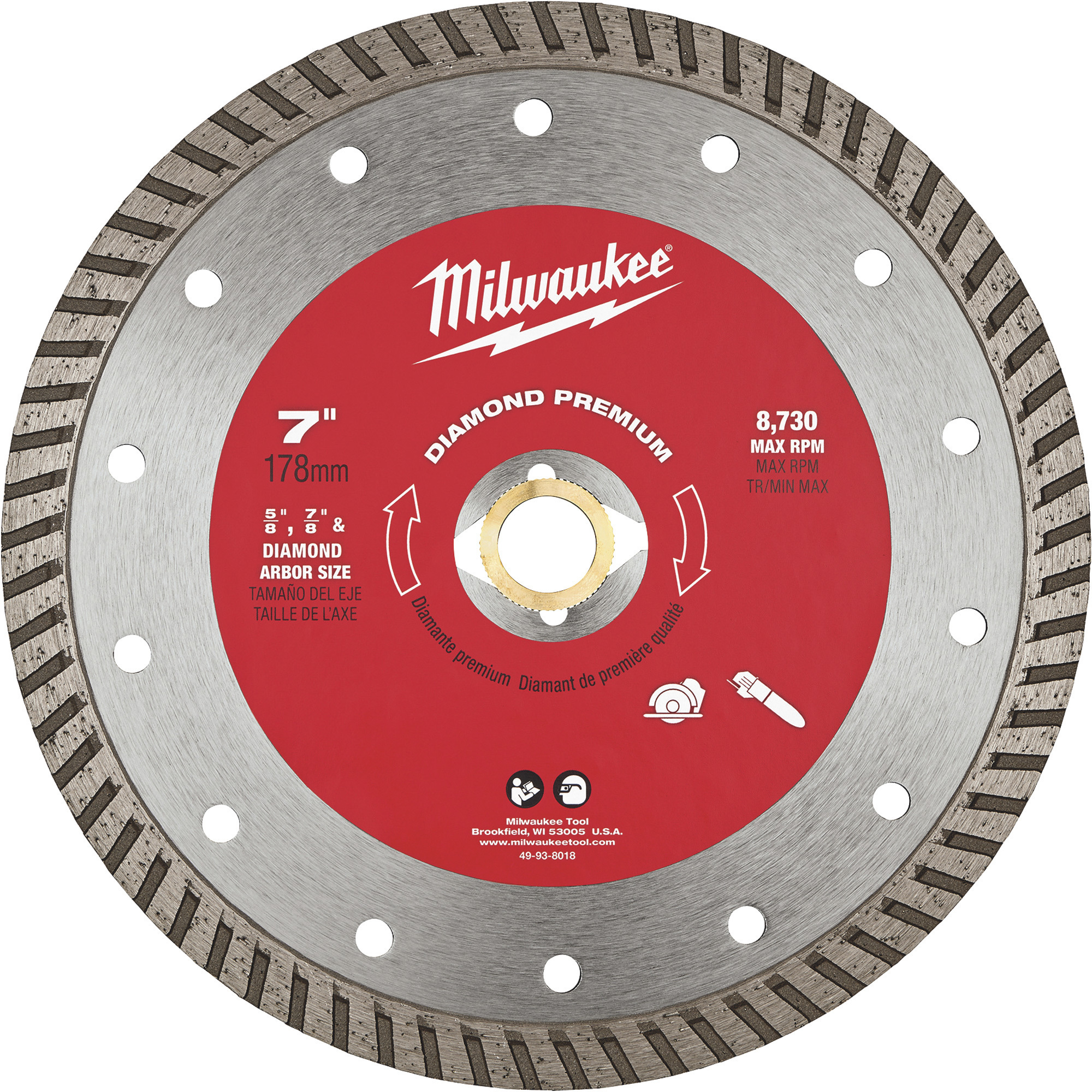 Milwaukee 7Inch Diamond Premium Turbo Blade, Model 49-93-8018