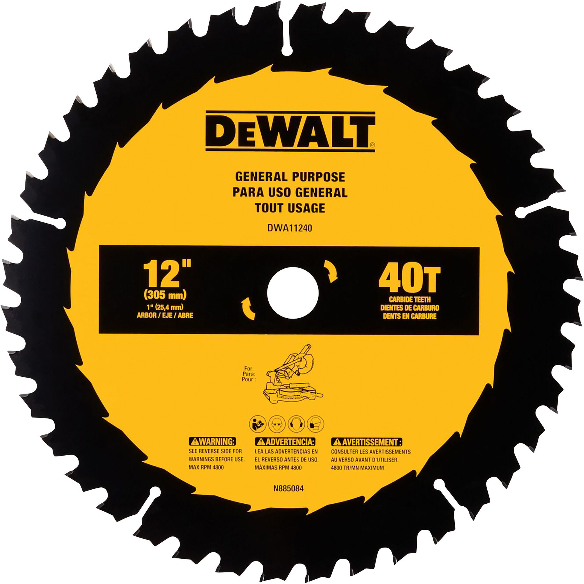 DEWALT 12Inch Miter Saw Blade, 40T, Model DWA11240