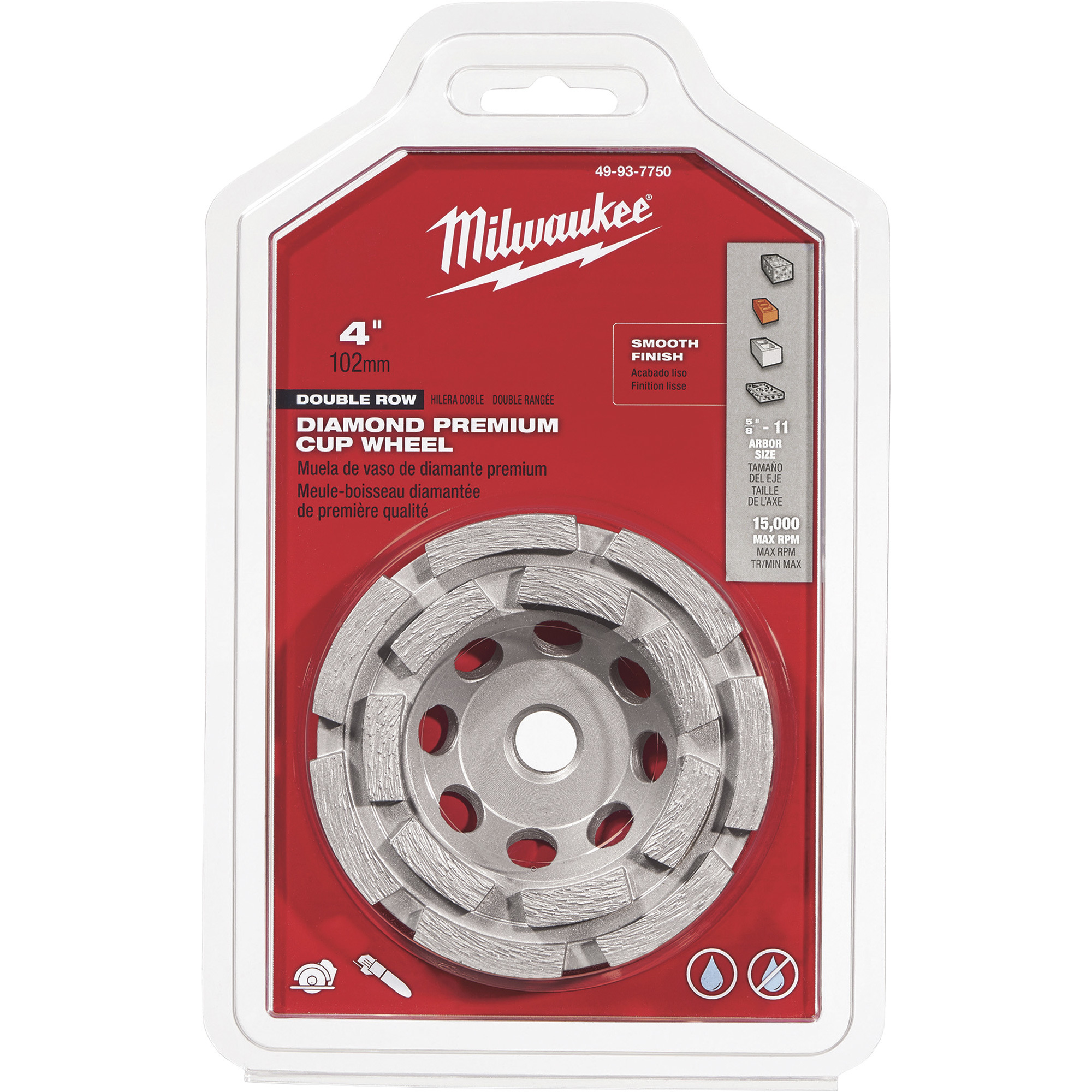 Milwaukee Diamond Cup Wheel Double Row Blade, 4Inch, Model 49-93-7750