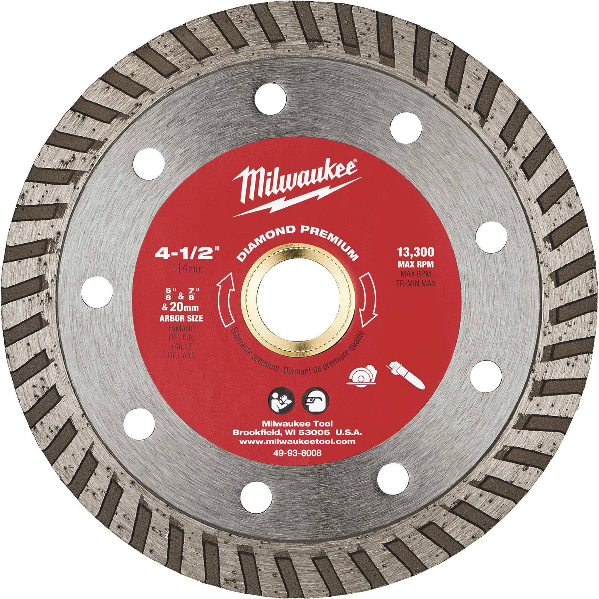 Milwaukee Diamond Premium Turbo Blade, 4 1/2Inch Model 49-93-8008