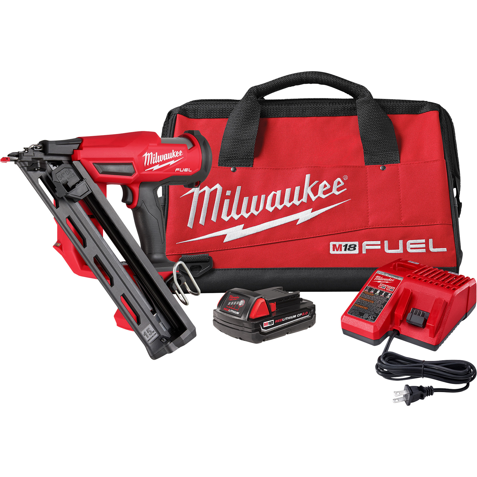 Milwaukee M18 FUEL 15 Gauge Finish Nailer Kit, One Battery, Model 2839-21CT