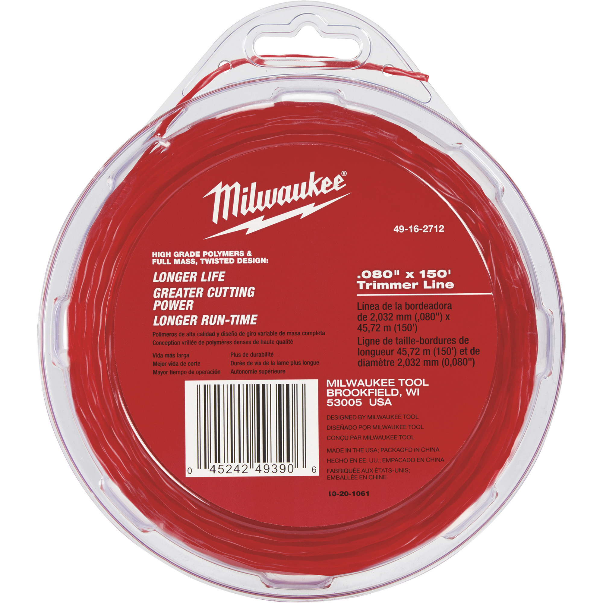 Milwaukee String Trimmer Line, .080Inch x 150ft. Spool, Model 49-16-2712