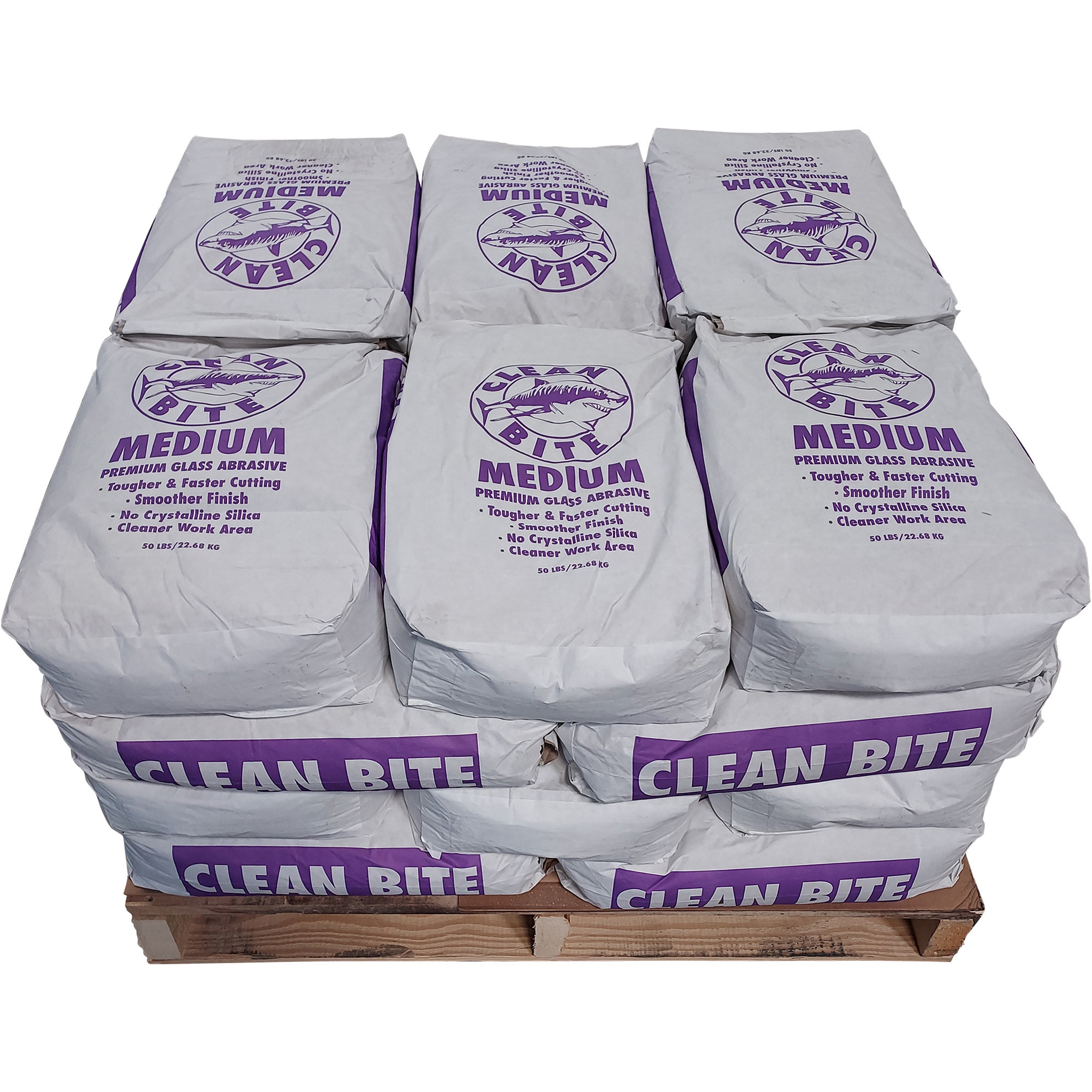 Clean Bite Premium Glass Abrasive Blast Media â (24) 50-Lb. Bags, Medium, Model MEDIUM-1200