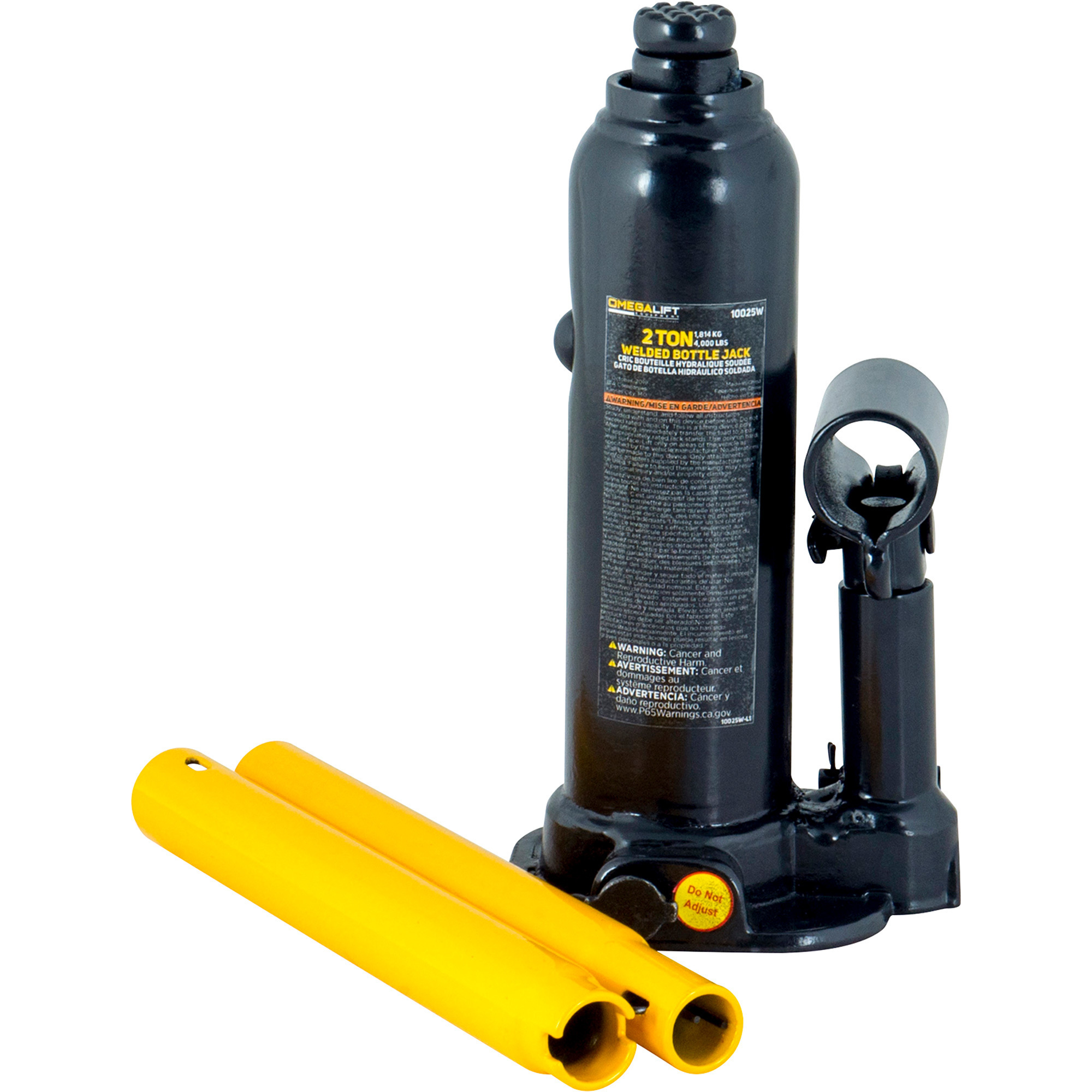 Omega 2-Ton Welded Hydraulic Bottle Jack, Model 10025W