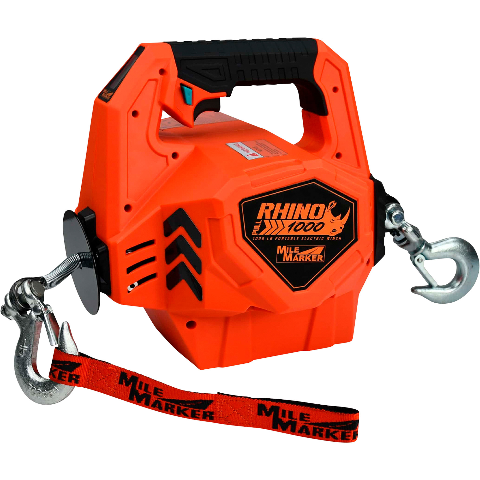Mile Marker Rhino Pull 1000 24 Volt DC Portable Winch, 1,000-Lb. Capacity, 39ft. Synthetic Rope, Model 71-1000