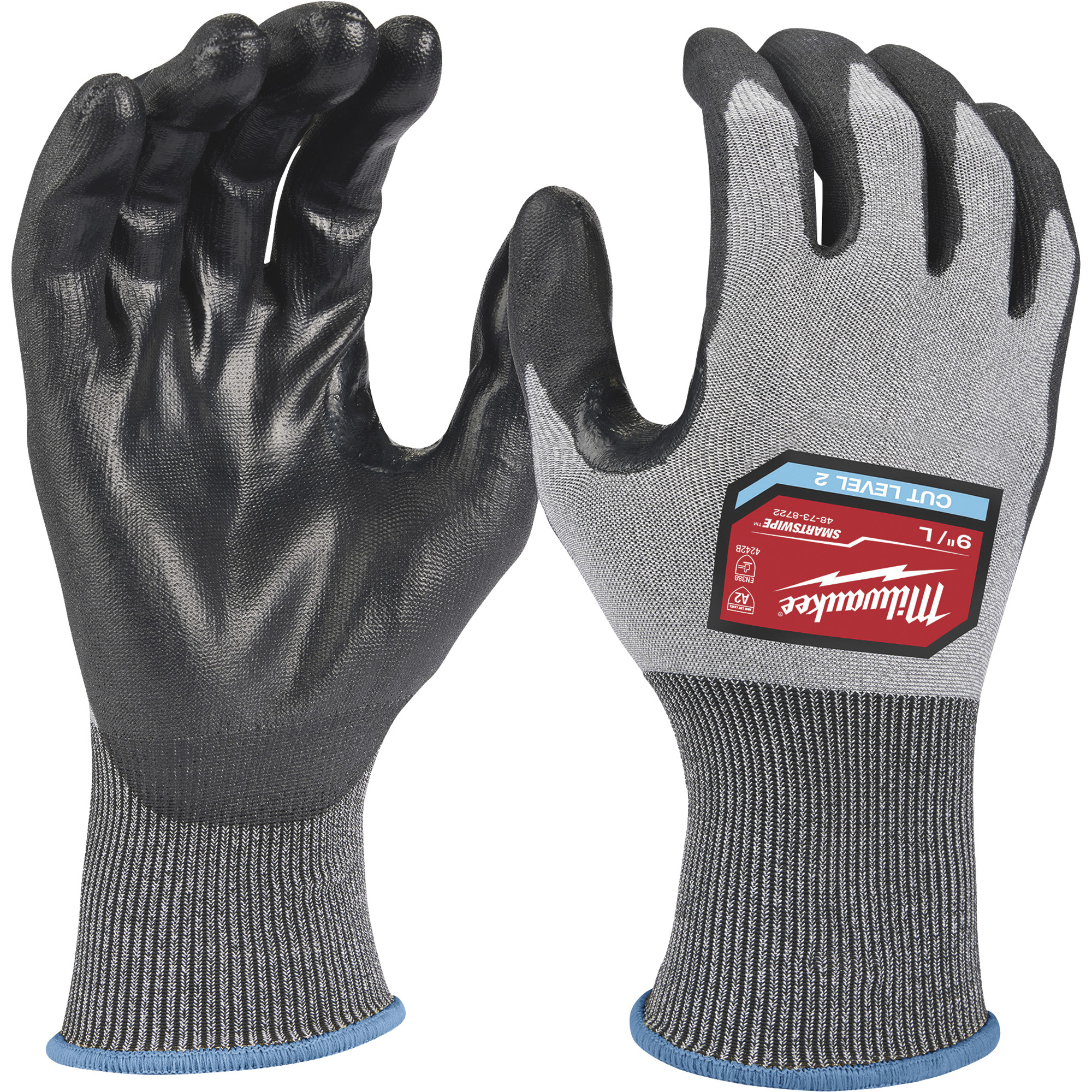Milwaukee High-Dexterity Cut Level 2 Polyurethane Dipped Gloves, Large, Model 48-73-8722