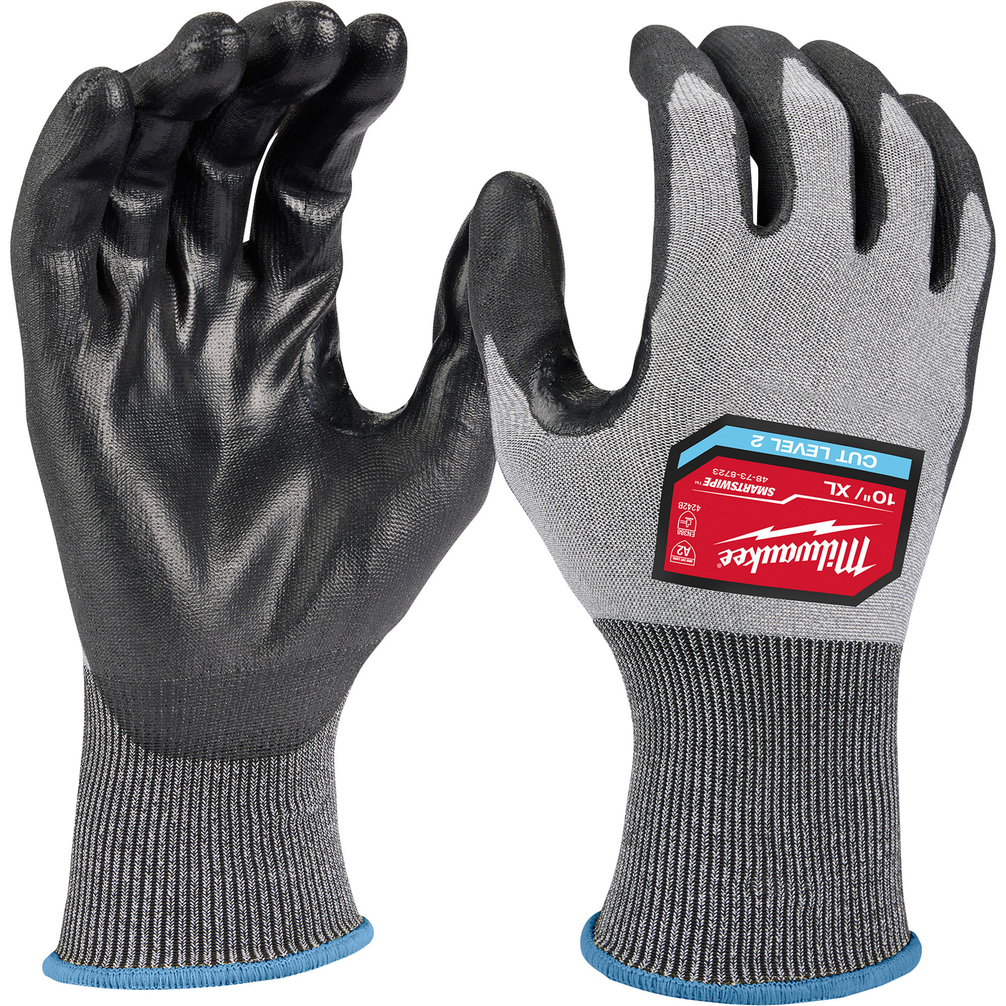 MILWAUKEE High-Dexterity Cut Level 2 Polyurethane Dipped Gloves, XL, Model 48-73-8723