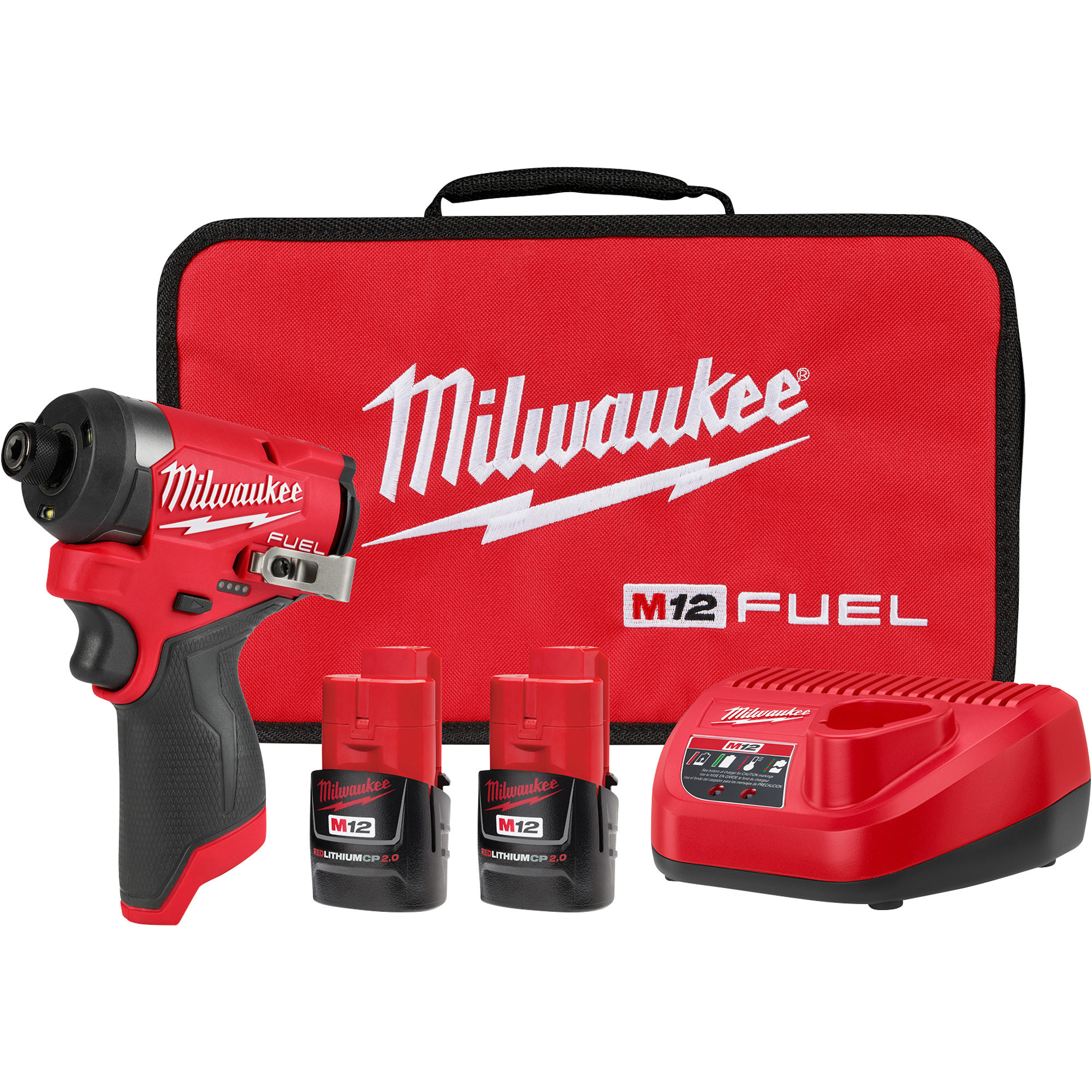 Milwaukee M12 FUEL 1/4Inch Hex Impact Driver Kit, 2 Batteries, Model 3453-22