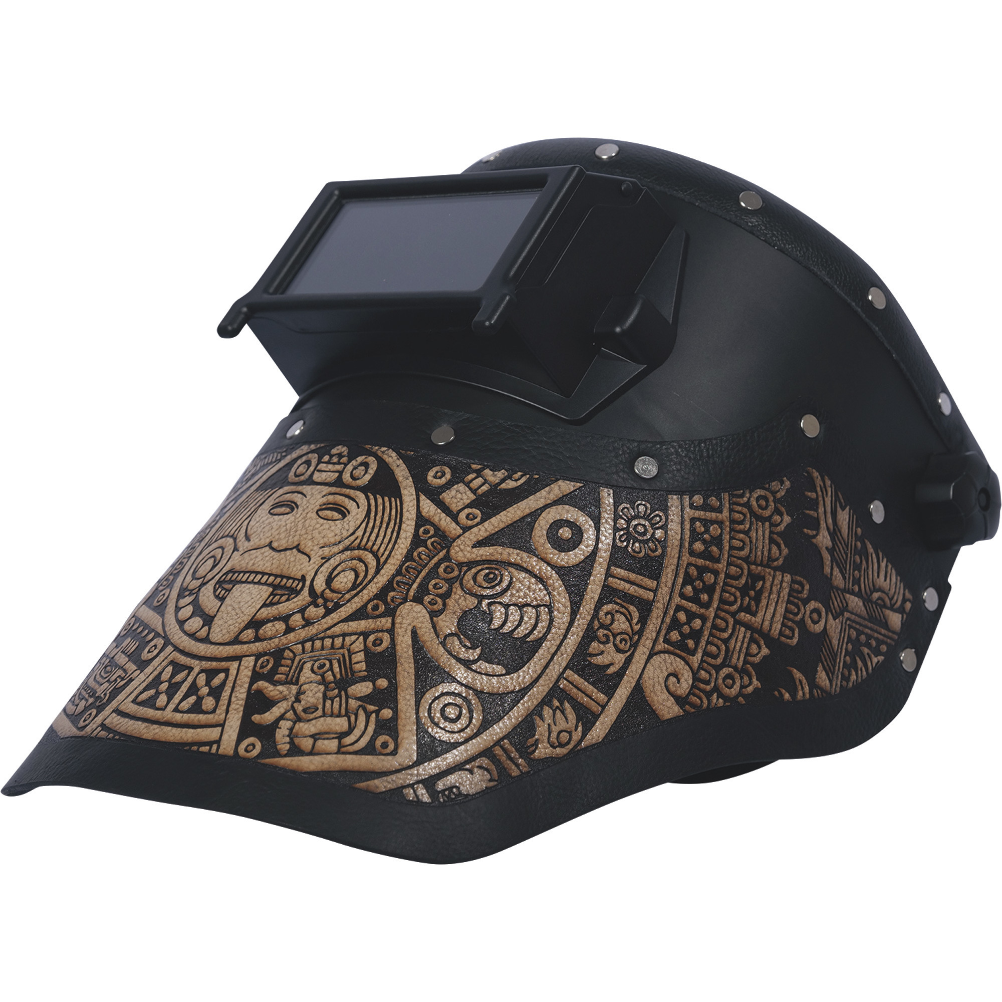 Outlaw Leather Welding Hood with Shade 10 â 2Inch x 4 1/4Inch Filter, Aztec Black, Model OL-AZNB-101