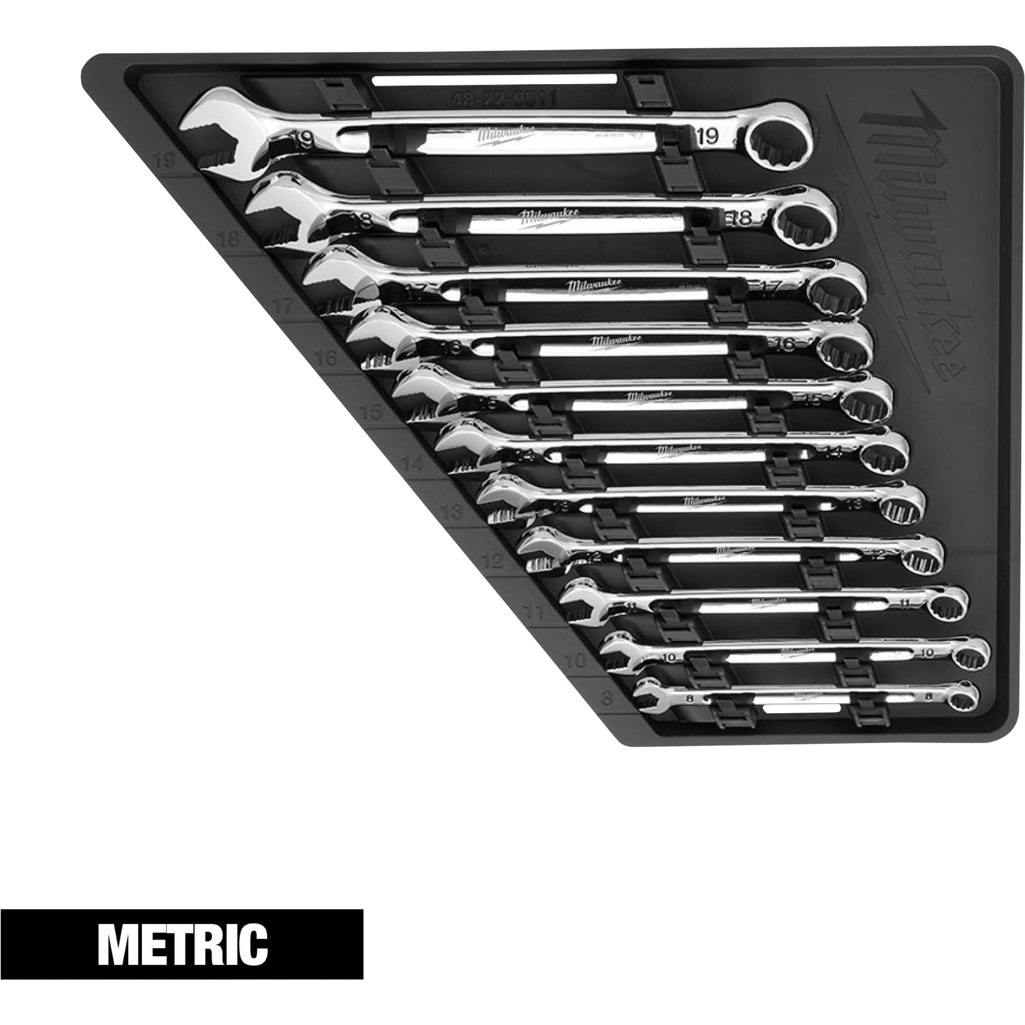 Milwaukee Combination Wrench Set, 11-Piece, Metric, Model 48-22-9511