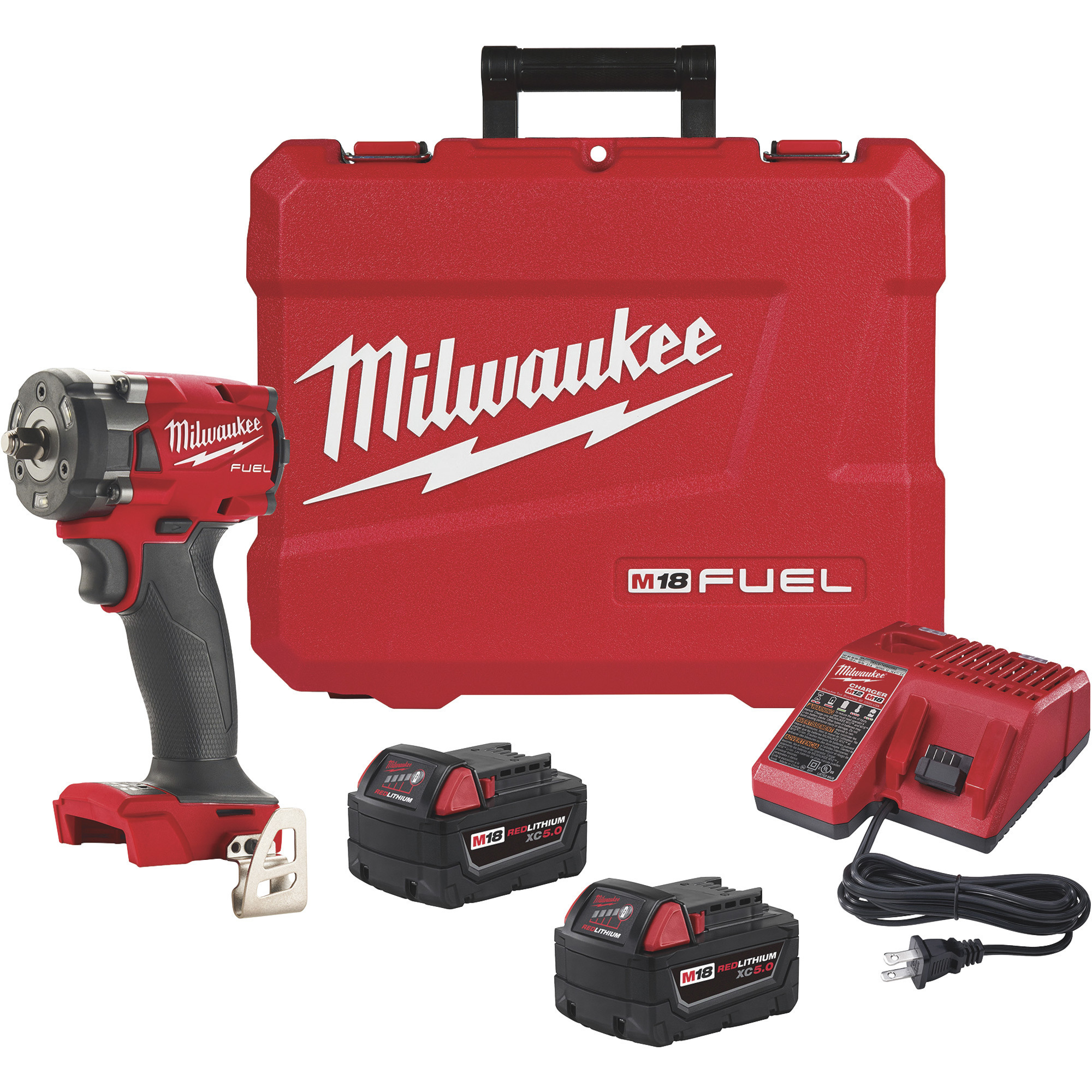 Milwaukee M18 FUEL Compact Impact Wrench with Friction Ring Kit, 3/8Inch Drive, 250 Ft./Lbs. Torque, Model 2854-22R