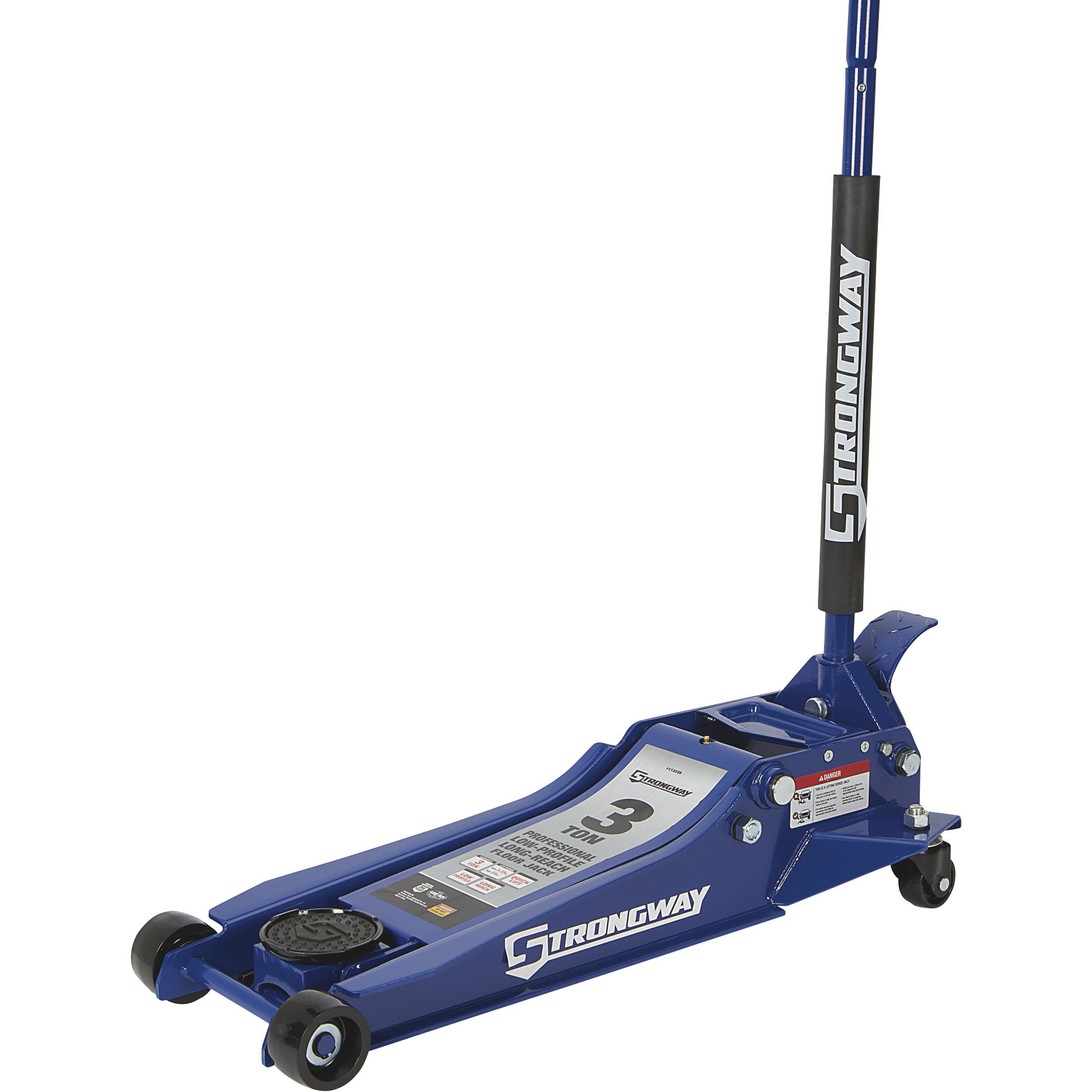 Strongway Long-Reach, Low-Profile Professional Service Floor Jack â 3-Ton Capacity