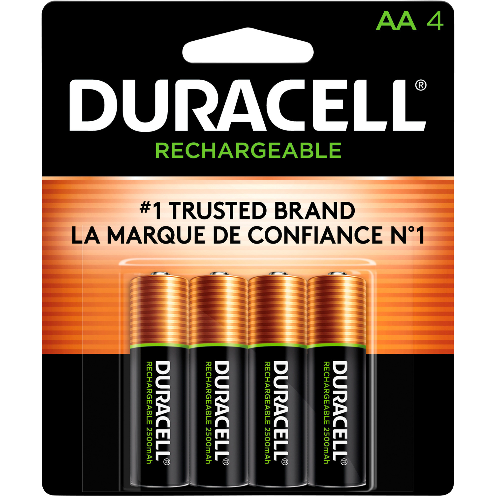 Duracell Rechargeable, Pre-Charged NiMH Batteries â 4-Pack AA