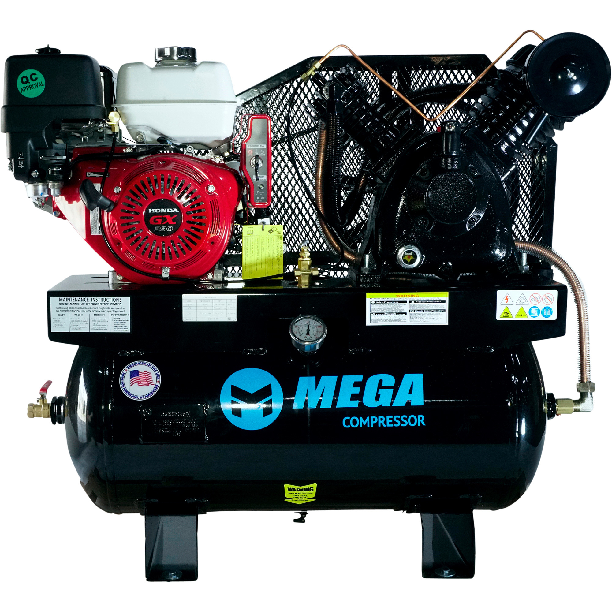 Mega 30-Gallon Gas Air Compressor â Honda GX390 Engine, Model MP-13030GTU