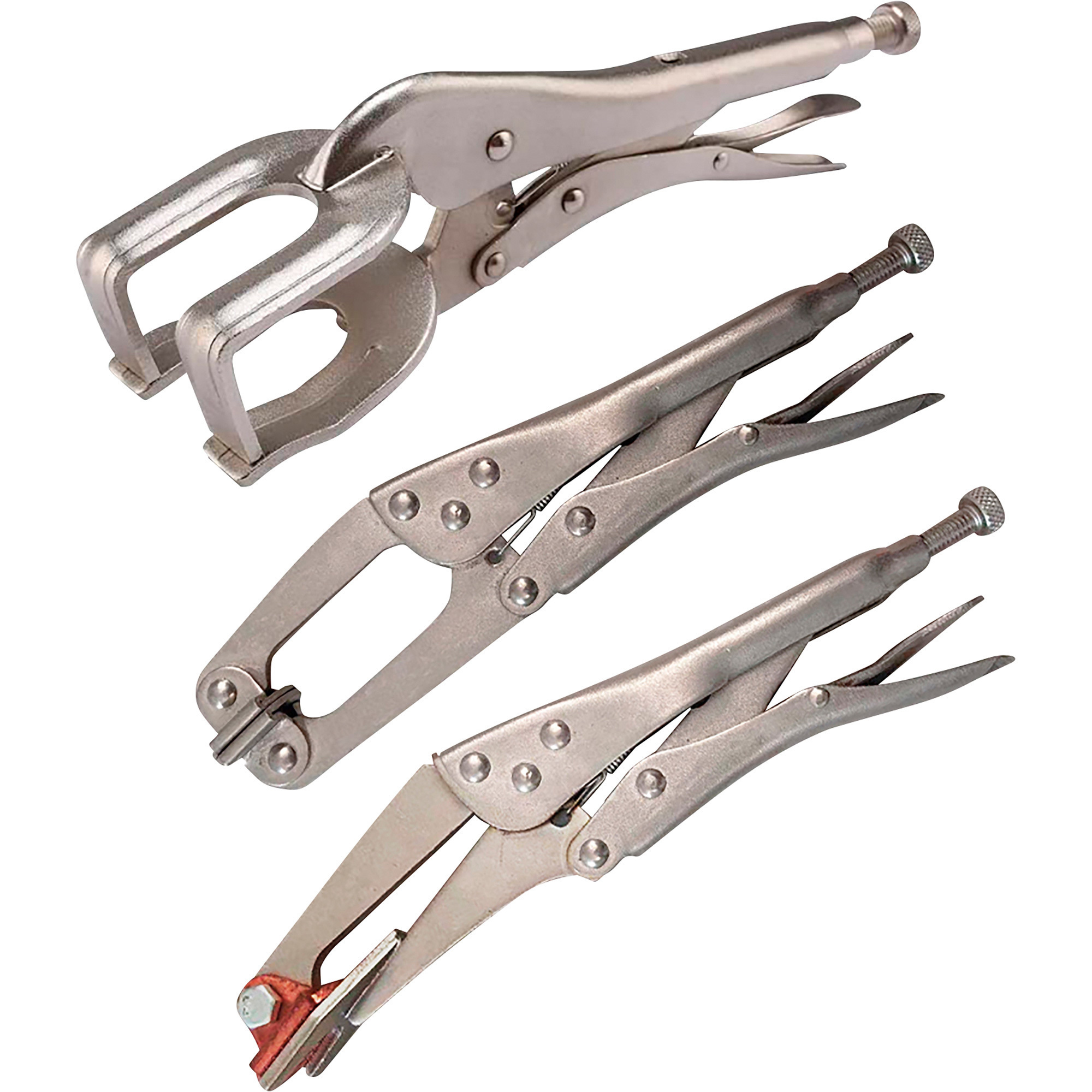 Klutch 3-Piece Spot Welding Clamp Set, 10Inch Plug Weld Plier, 10Inch Locking Plier and 10Inch Claw Welding Clamp