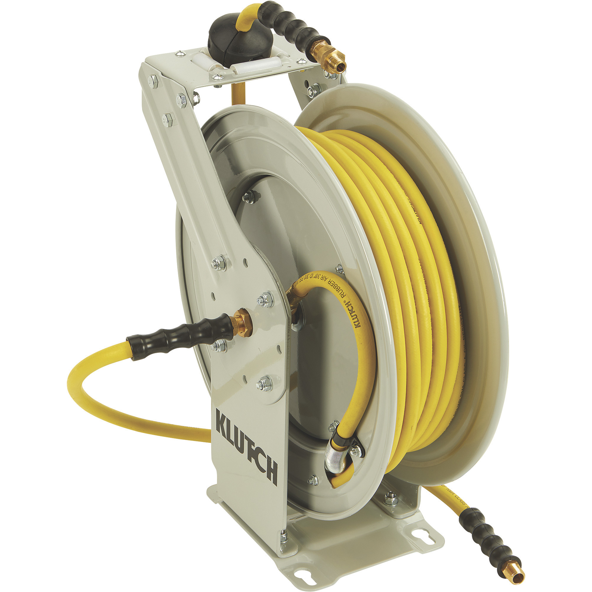 Klutch Auto-Rewind Dual Arm Air Hose Reel, with 3/8Inch x 50ft. Hose, 300 PSI