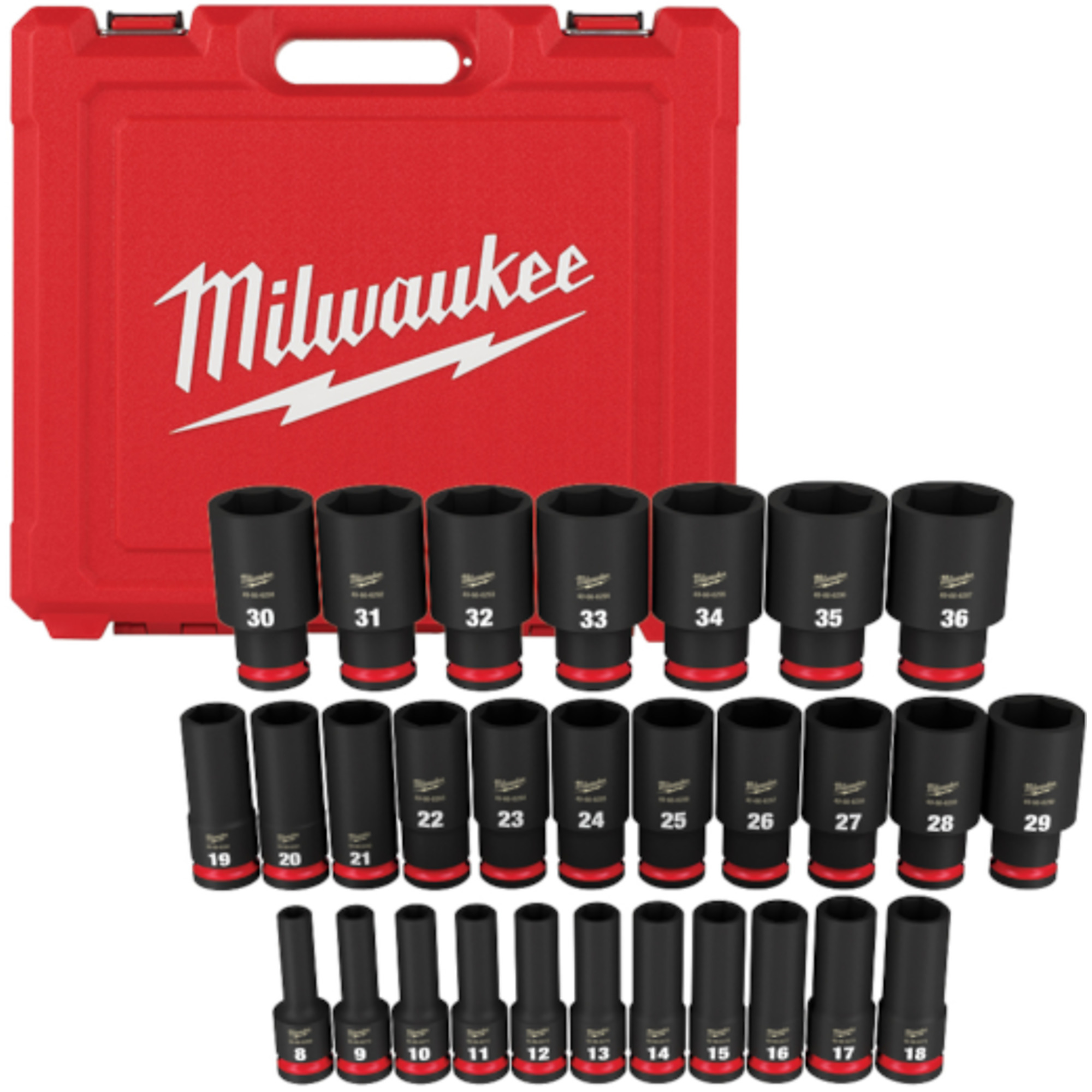 Milwaukee Shockwave Impact Duty 1/2Inch-Drive, 6-Point Socket Set, 29-Piece, Metric, Model 49-66-7015