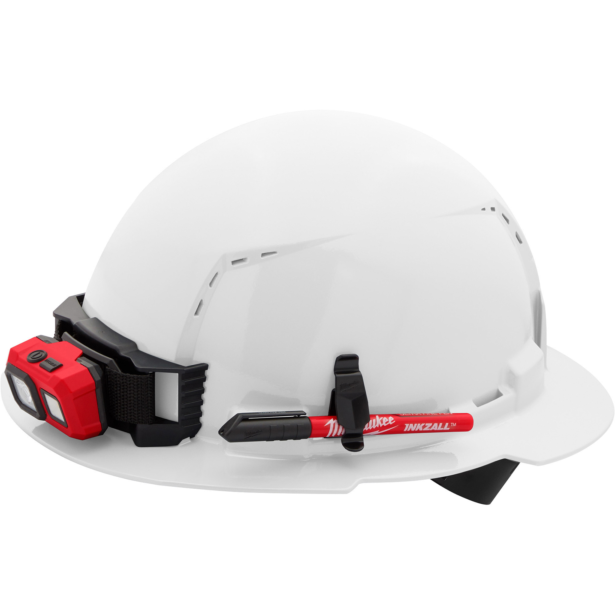 Milwaukee Type 1 Class C Full Brim Vented Hard Hat with 4-Point Ratcheting Suspension, White, One Size Fits All, Model 48-73-1201