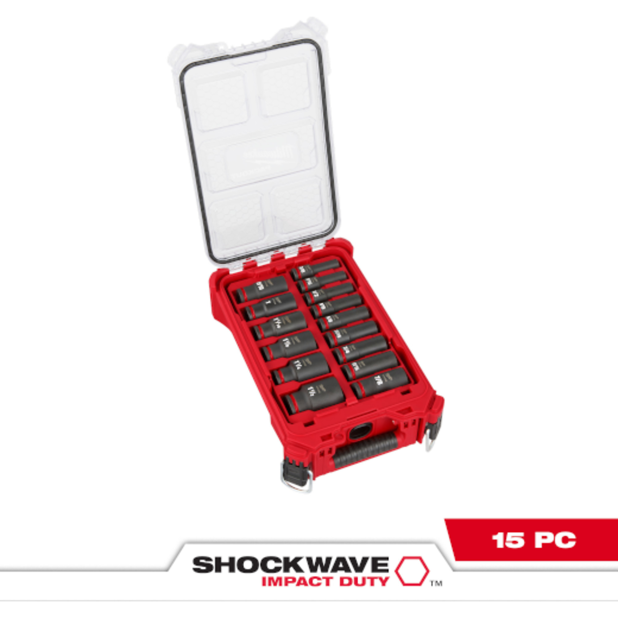 Milwaukee Shockwave Impact Duty 1/2Inch-Drive Deep SAE 6-Pt. Socket Set, 15-Piece, Model 49-66-6802