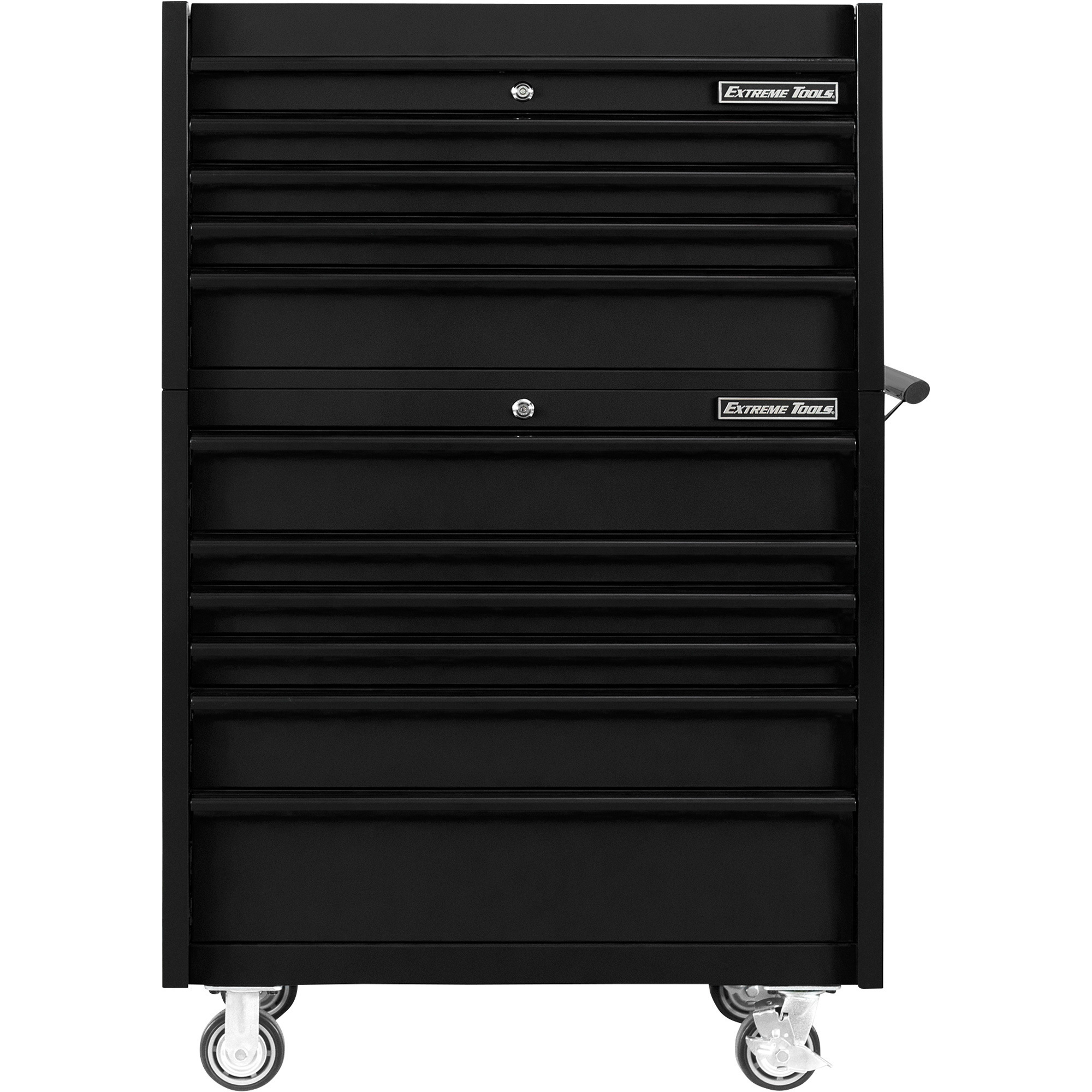 4-Drawer Top Chest//6-Drawer Roller Cabinet Combo — 41Inch W x 25Inch D x 64Inch H, Matte Black, Model - Extreme Tools DX4110CRMK